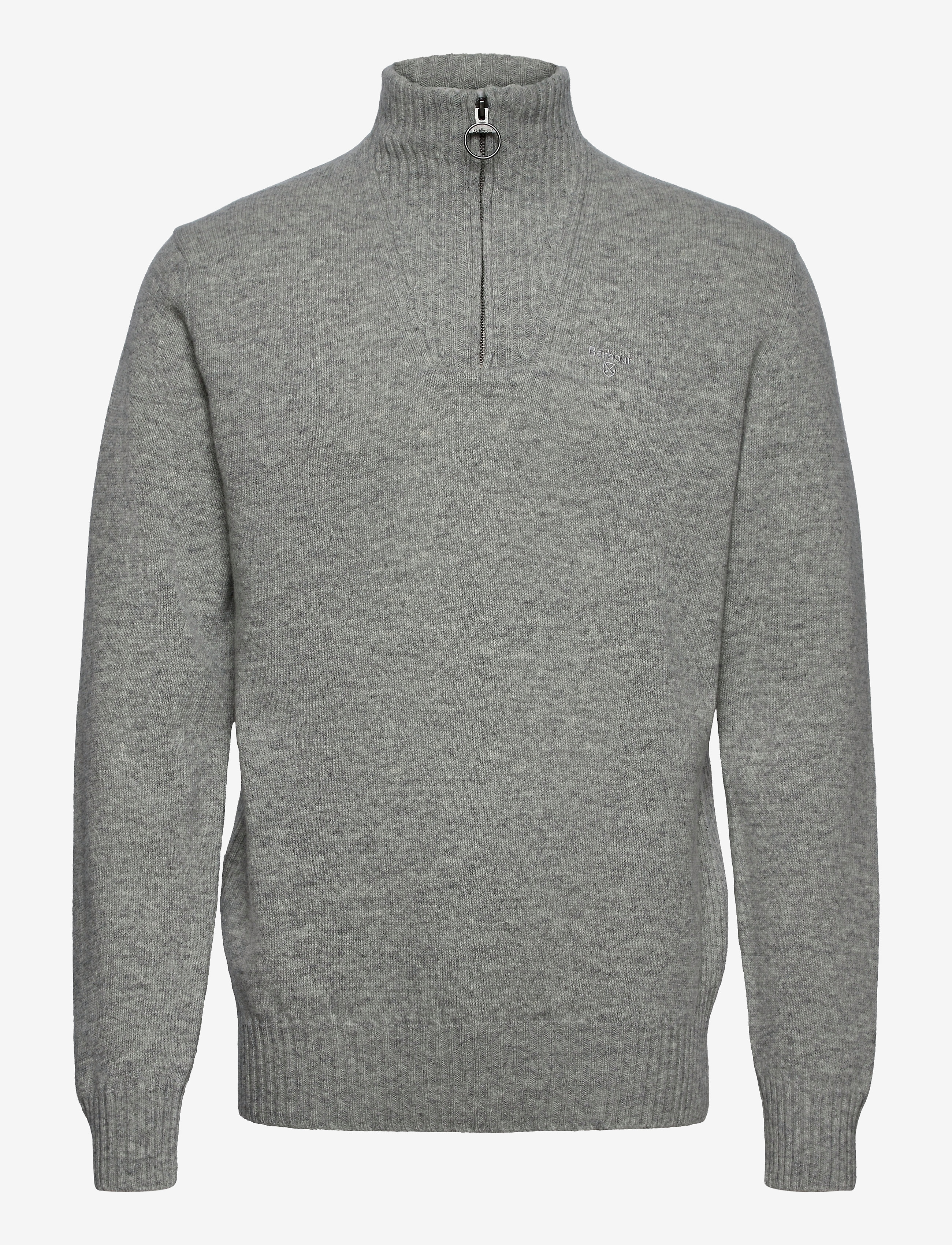 Barbour Essential Lambswool Half Zip Knit - LIGHT GREY MARL