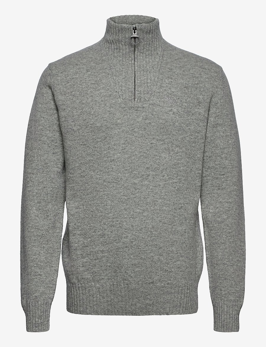 Barbour - Barbour Essential L/Wool Half Zip Knitted Jumper - half zip jumpers - light grey marl - 0