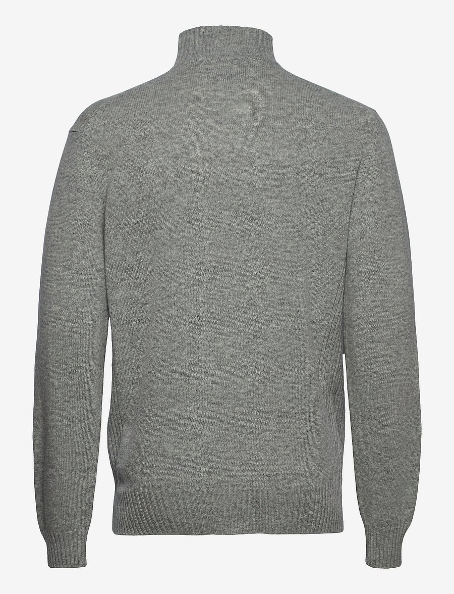 Barbour - Barbour Essential L/Wool Half Zip Knitted Jumper - half zip jumpers - light grey marl - 1