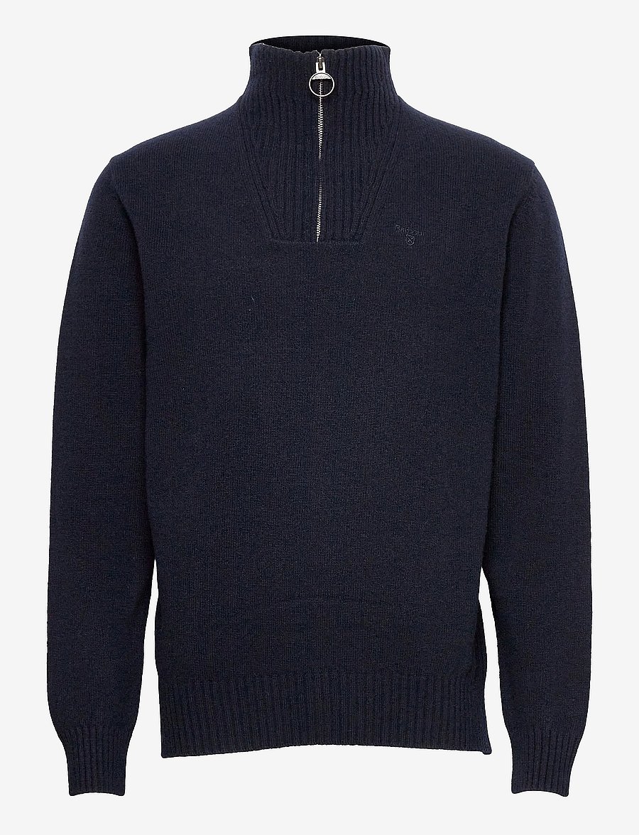Barbour - Barbour Essential L/Wool Half Zip Knitted Jumper - half zip-tröjor - navy/ecru beaco - 1