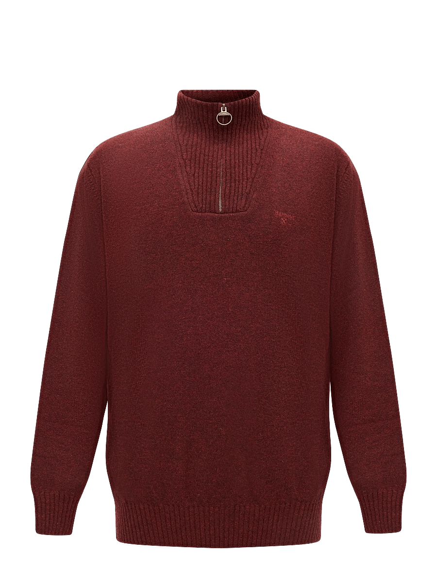 Barbour - Barbour Essential L/Wool Half Zip Knitted Jumper - pullover mit halbem reißverschluss - russet - 0