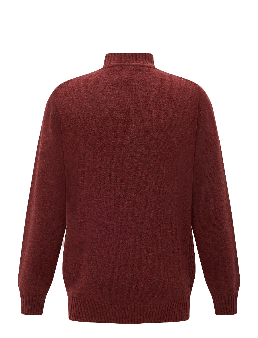 Barbour - Barbour Essential L/Wool Half Zip Knitted Jumper - pullover mit halbem reißverschluss - russet - 1