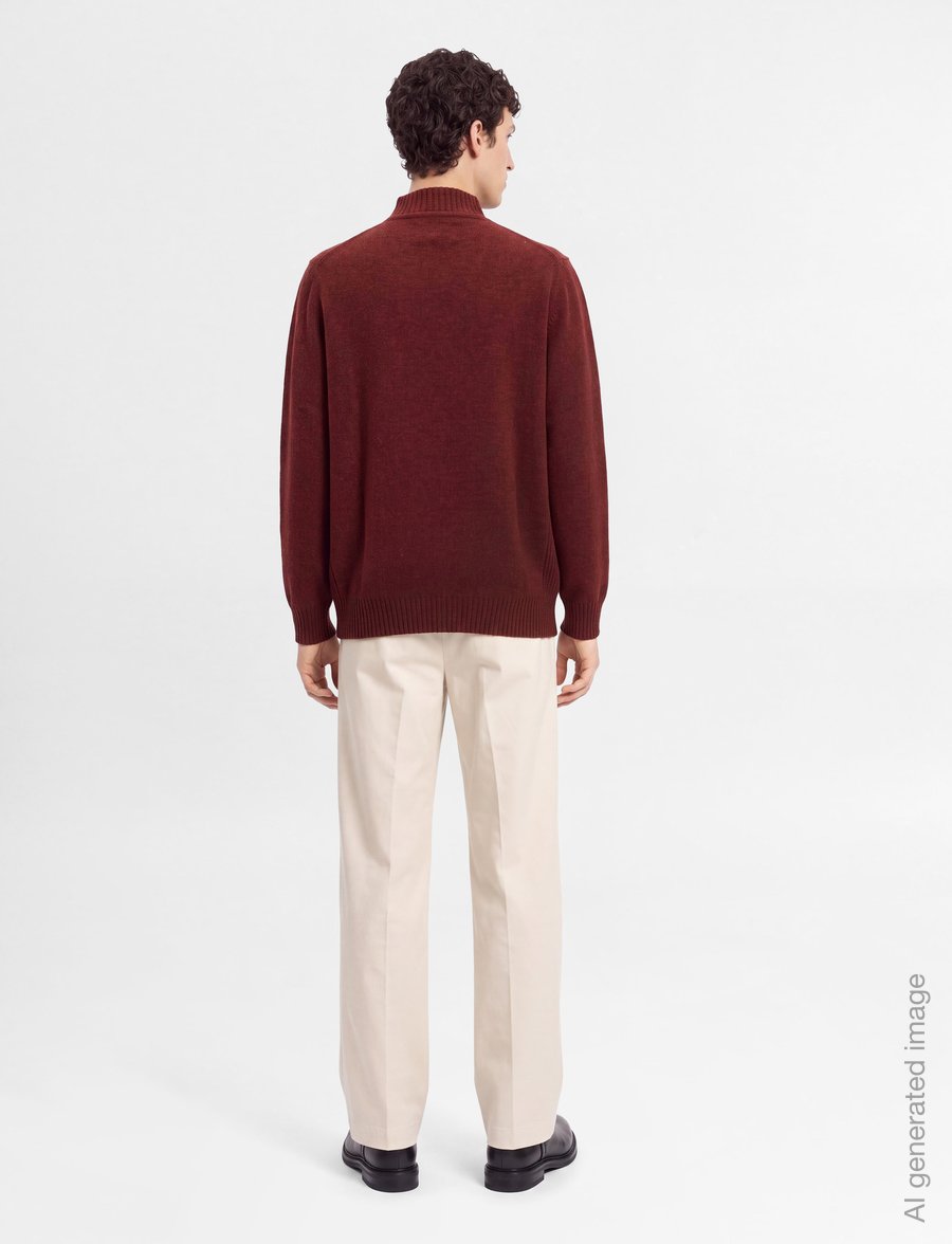 Barbour - Barbour Essential L/Wool Half Zip Knitted Jumper - pullover mit halbem reißverschluss - russet - 4