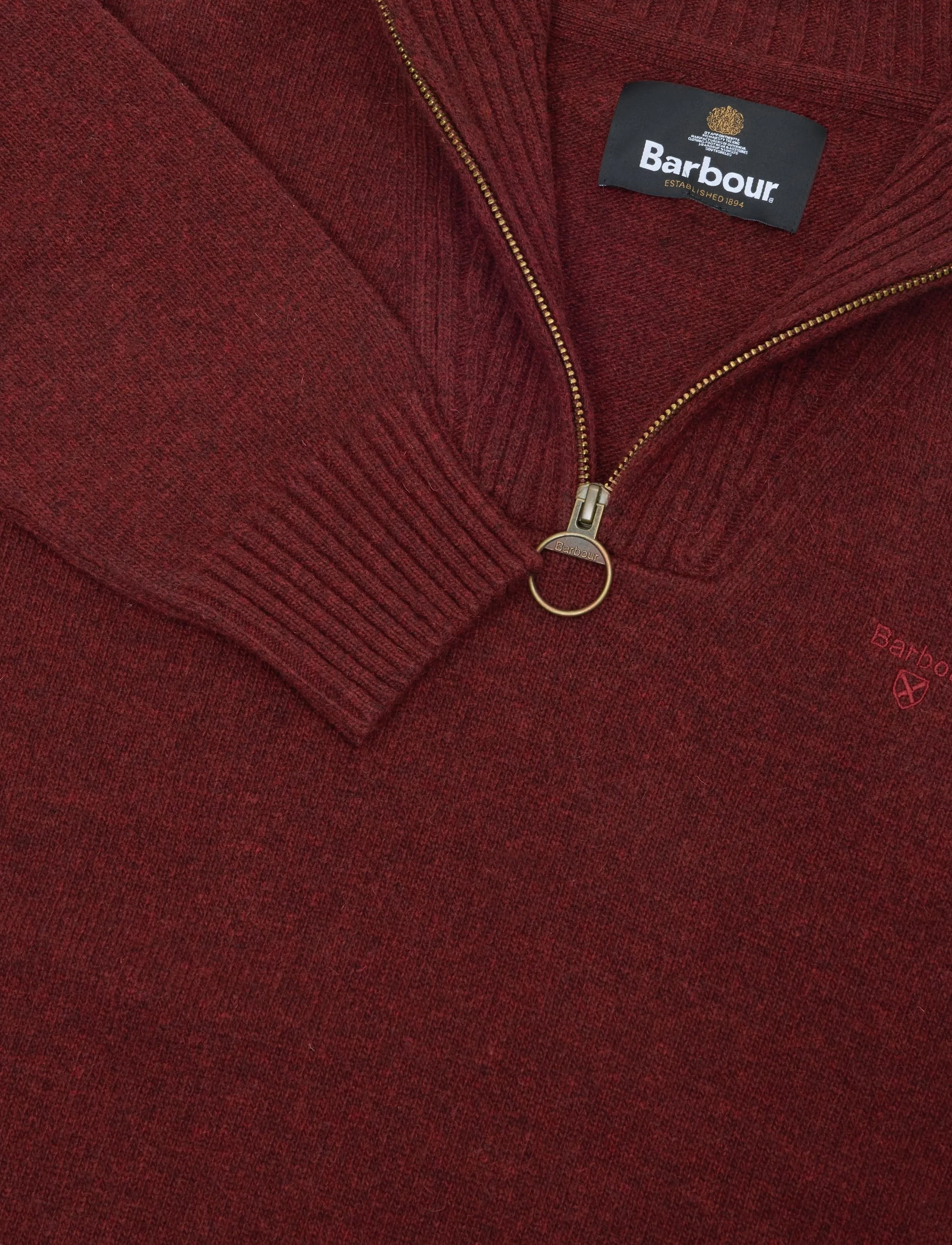 Barbour - Barbour Essential L/Wool Half Zip Knitted Jumper - pullover mit halbem reißverschluss - russet - 2