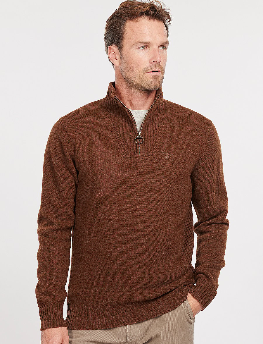 Barbour - Barbour Essential L/Wool Half Zip Knitted Jumper - džemperiai su trumpu užtrauktuku - sandstone - 0