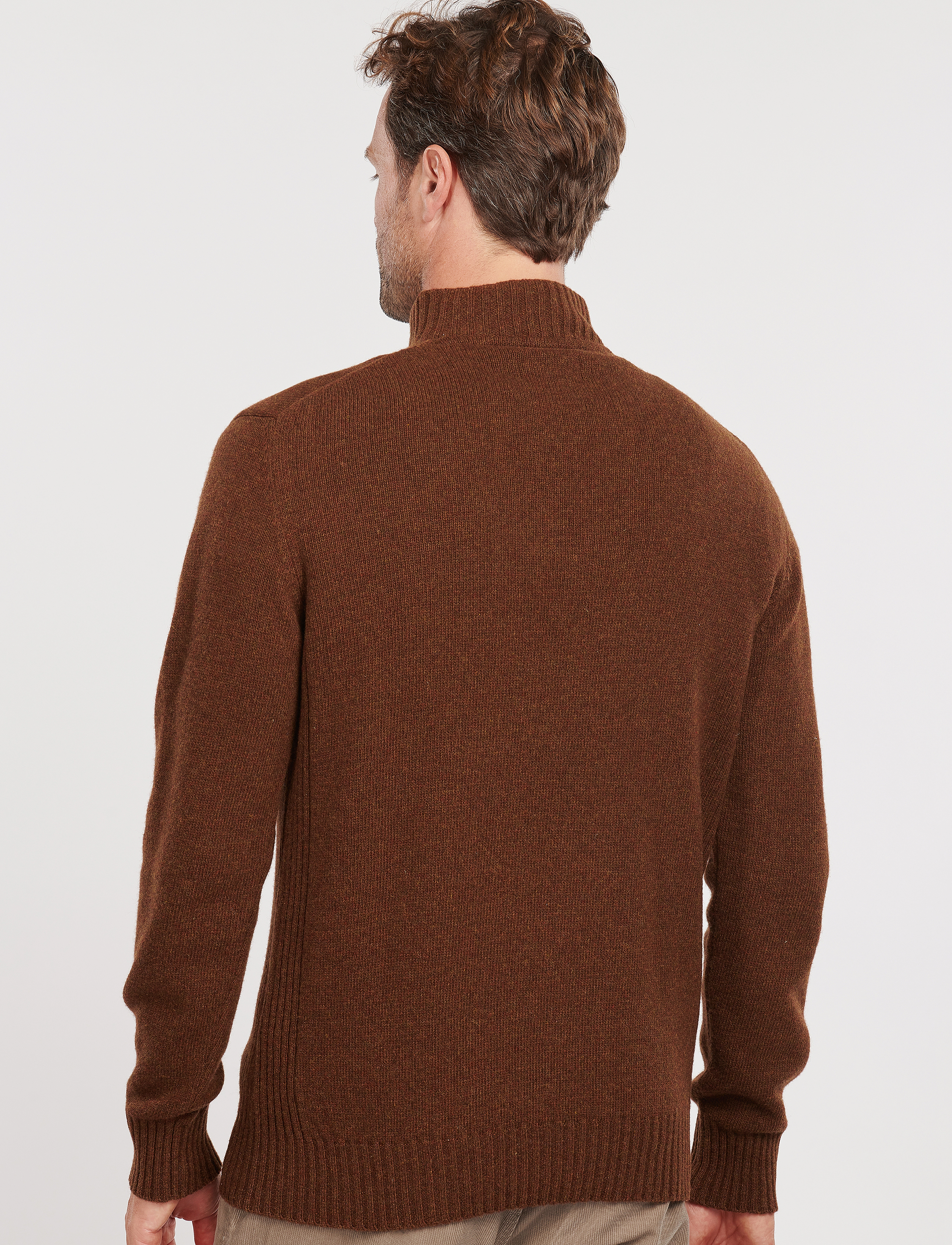 Barbour - Barbour Essential L/Wool Half Zip Knitted Jumper - half zip-tröjor - sandstone - 3