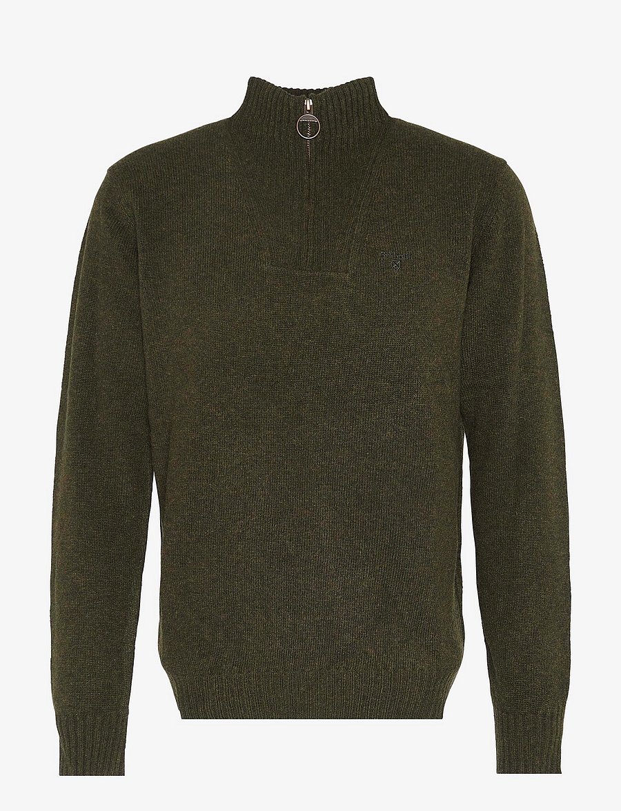 Barbour - Barbour Essential L/Wool Half Zip Knitted Jumper - half zip jumpers - seaweed - 1