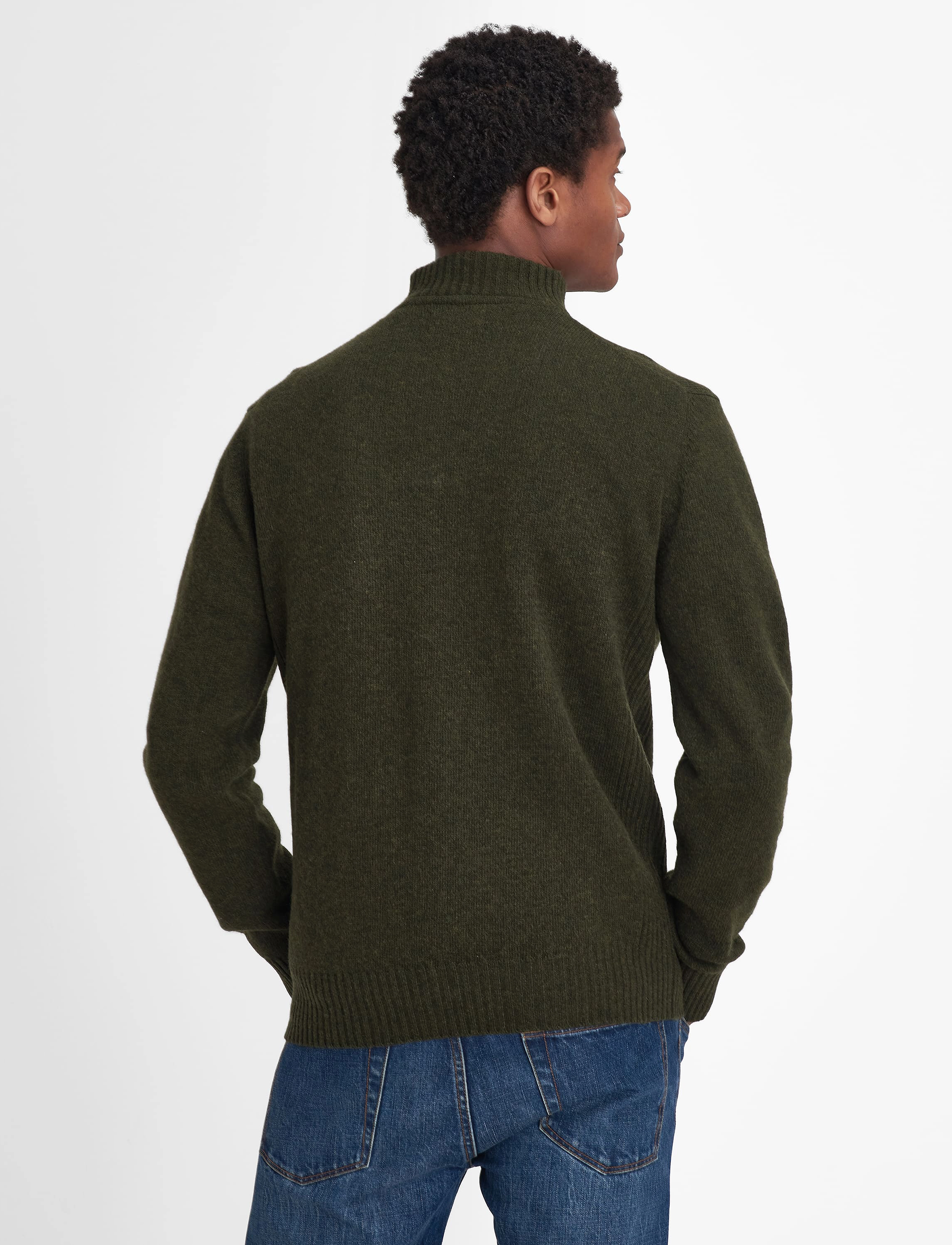 Barbour - Barbour Essential L/Wool Half Zip Knitted Jumper - half zip jumpers - seaweed - 3