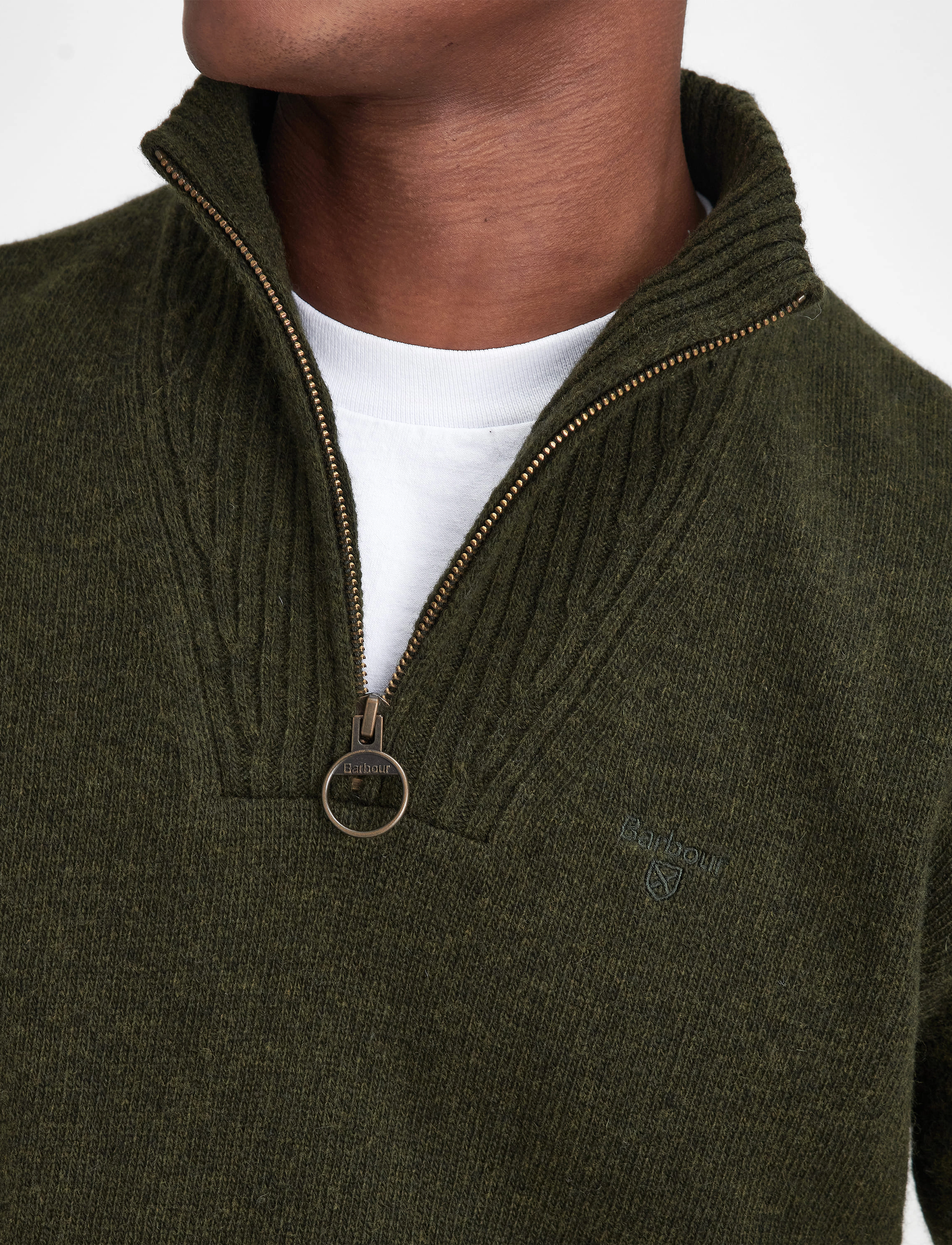 Barbour - Barbour Essential L/Wool Half Zip Knitted Jumper - half zip jumpers - seaweed - 5