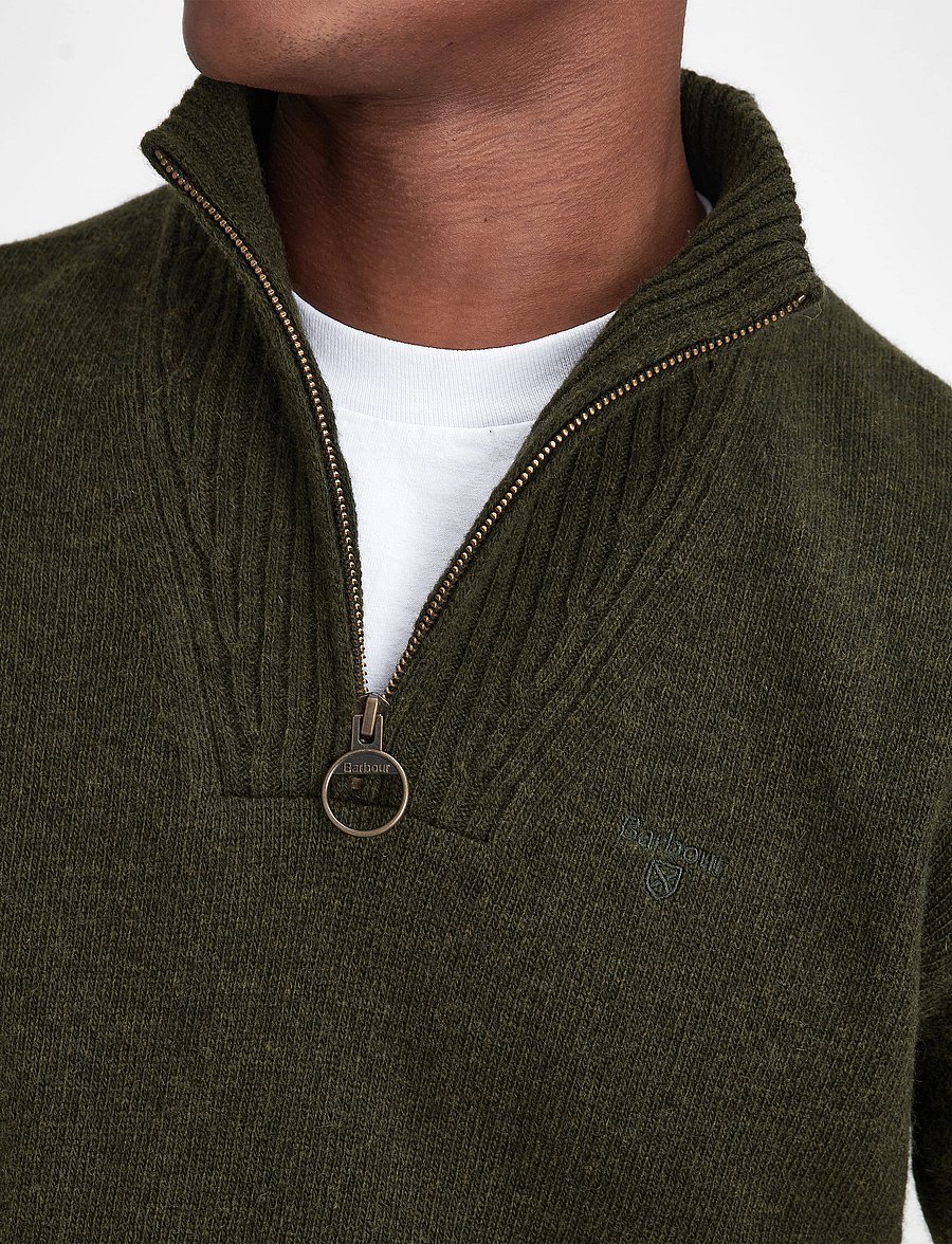 Barbour - Barbour Essential L/Wool Half Zip Knitted Jumper - half zip jumpers - seaweed - 5