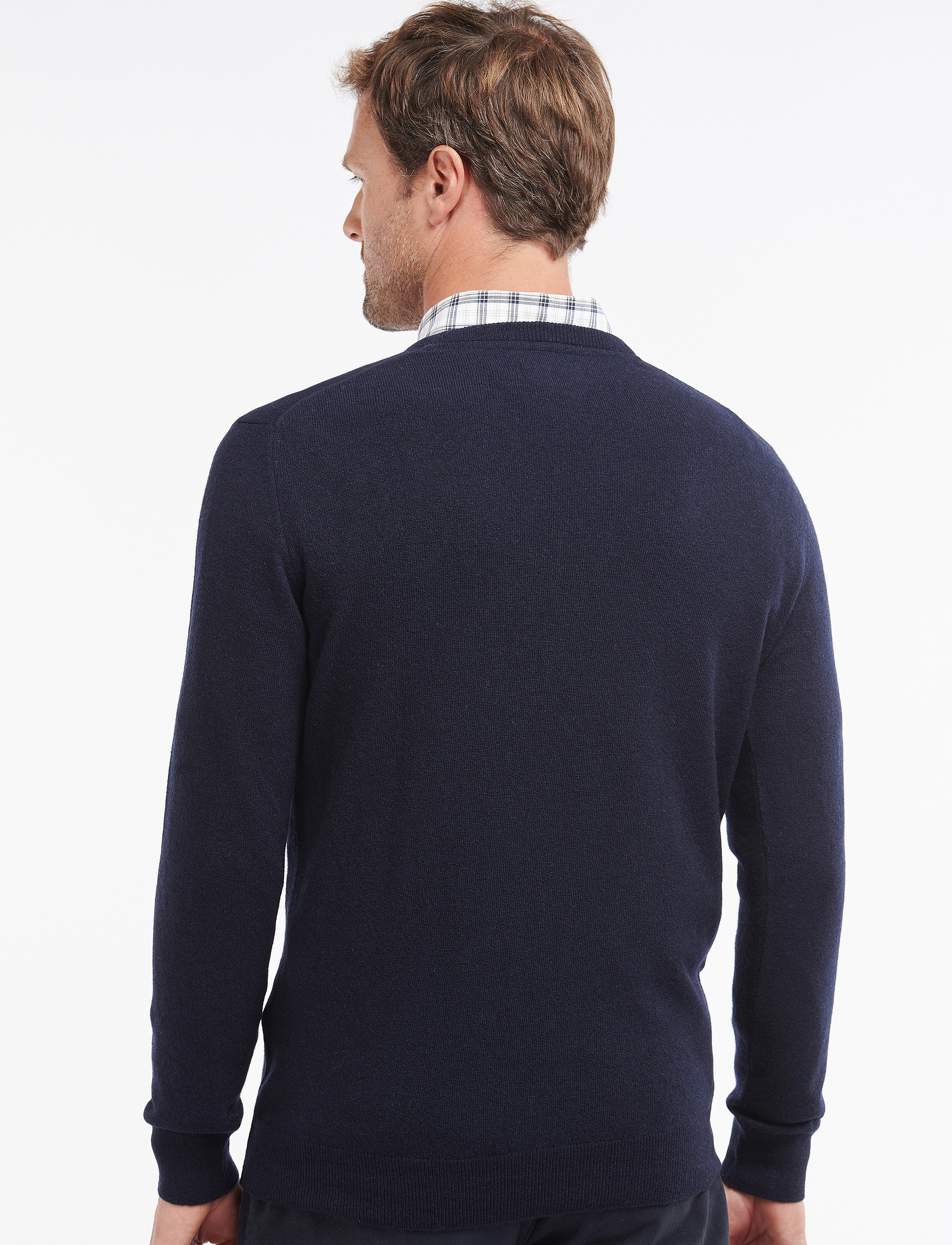 Barbour - Barbour Essential Lambswool V Neck Sweater - v-necks - navy - 3