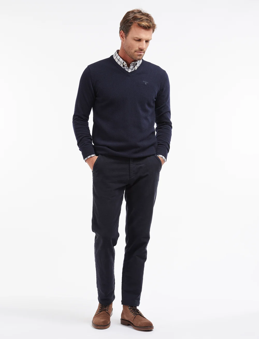 Barbour - Barbour Essential LambsWool - v-ausschnitt - navy - 4