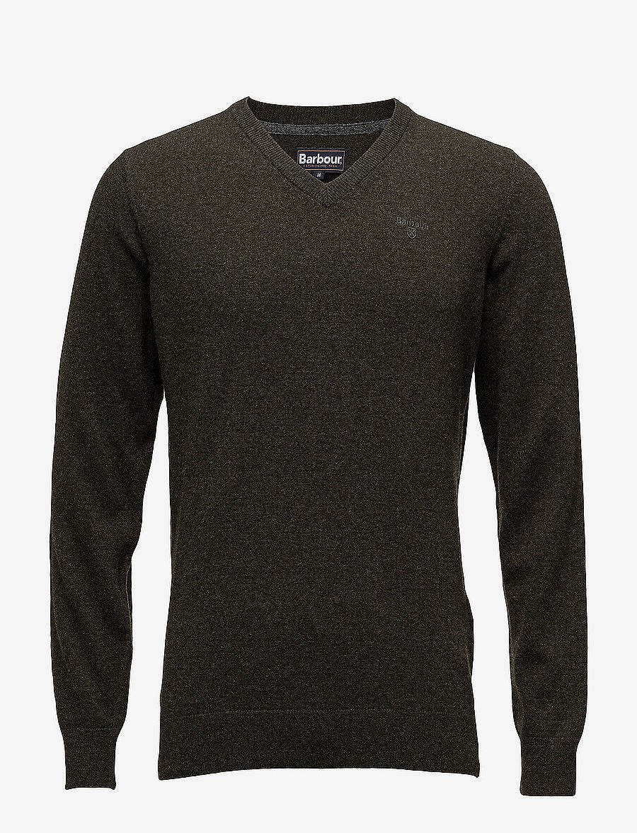 Barbour - Barbour Essential L/Wool V Neck Sweater - v-ausschnitt - racing grn - 1