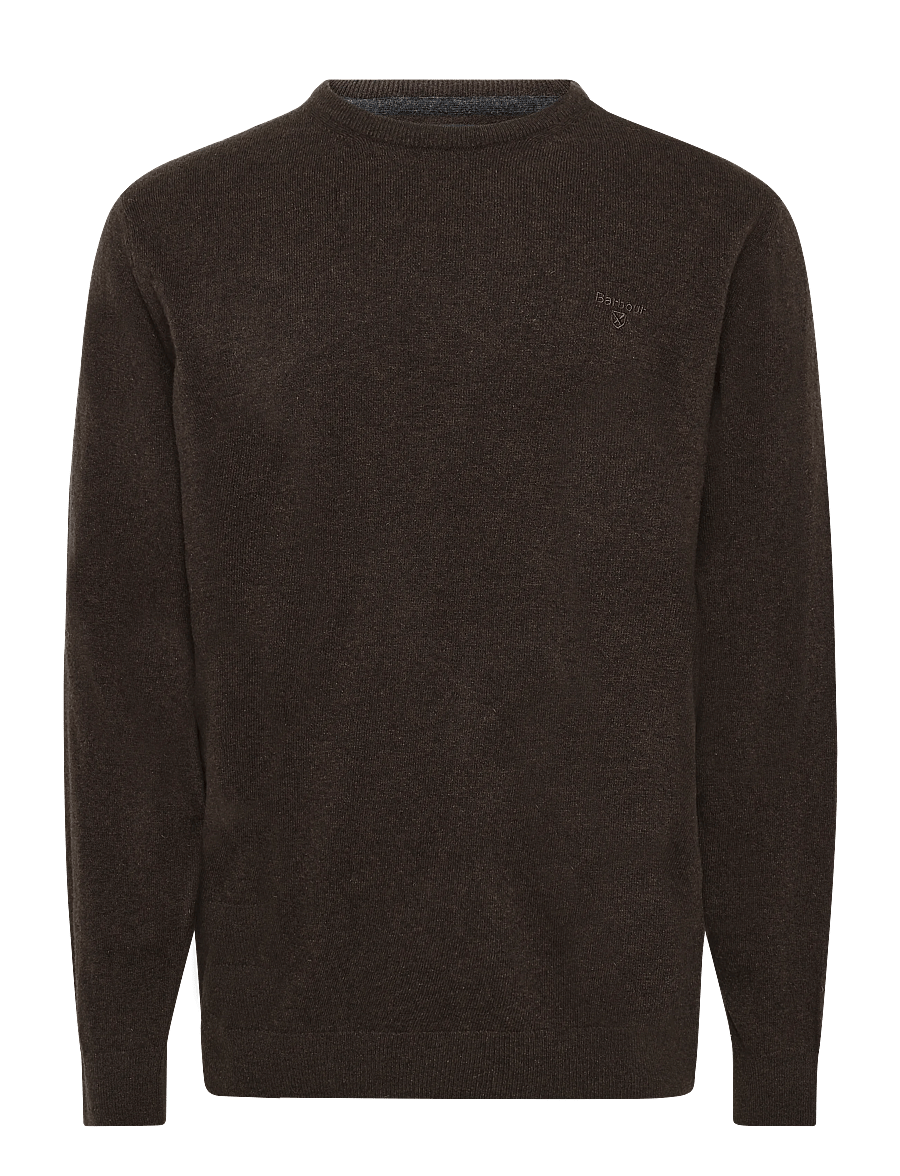 Barbour - Barbour Essential L/Wool Crew Neck Sweater - rundhals - dark oak - 0