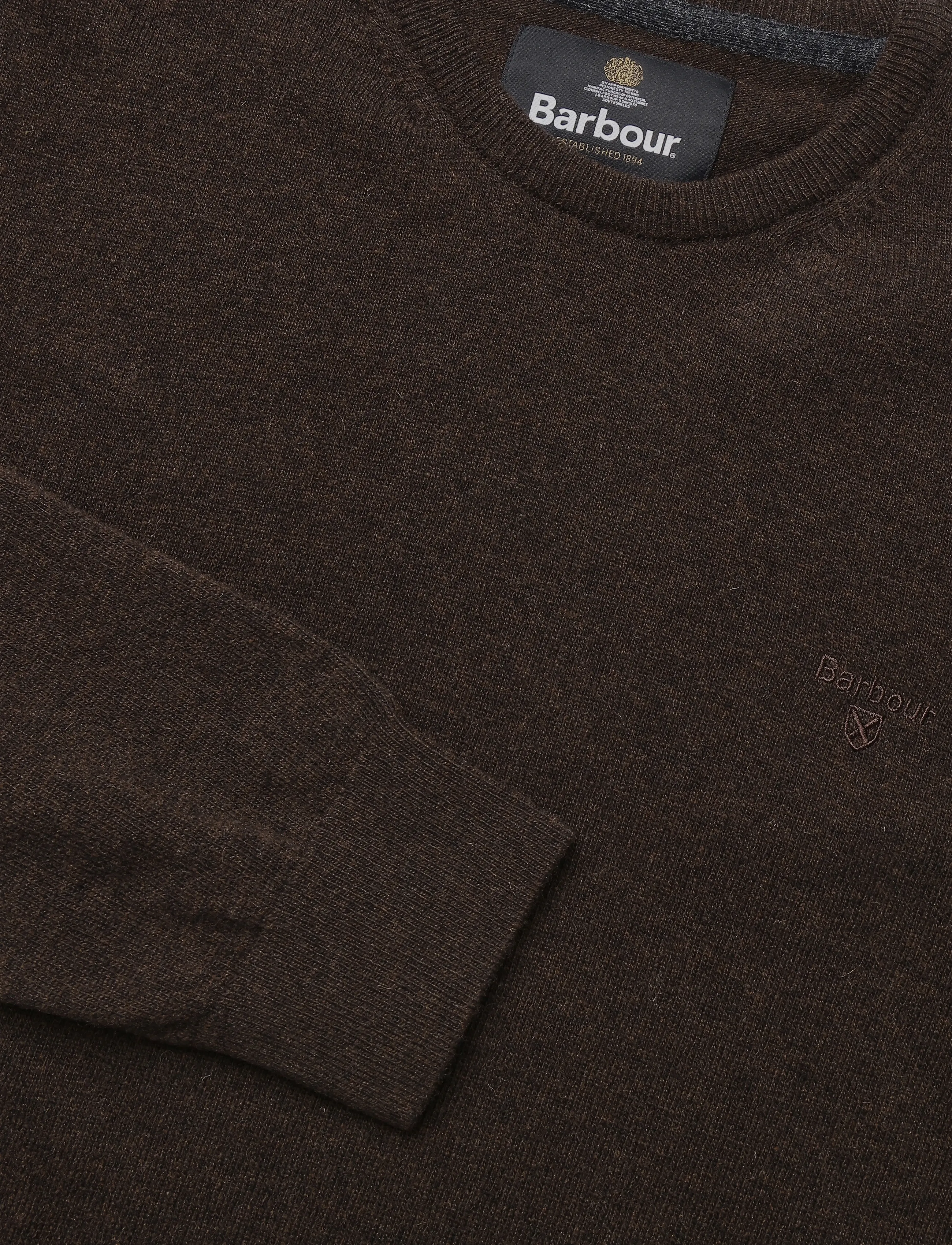 Barbour - Barbour Essential L/Wool Crew Neck Sweater - rundhals - dark oak - 2