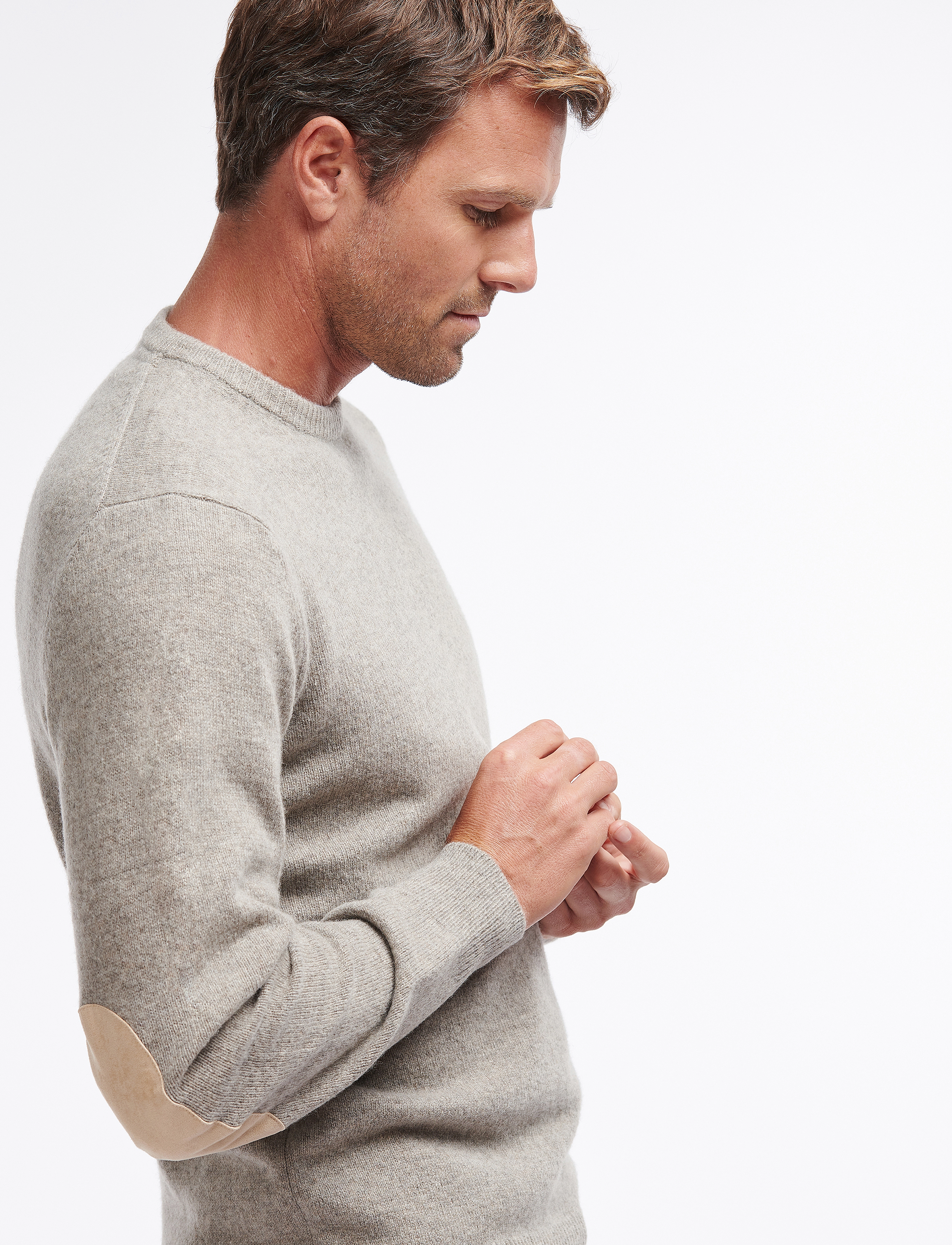 Barbour - Barbour Essential Patch Crew - round necks - dk stone / lt s - 3