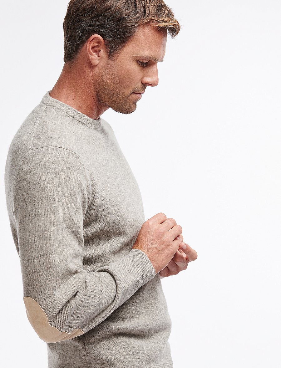 Barbour - Barbour Essential Patch Crew Neck Sweater - rundhals - dk stone / lt s - 3