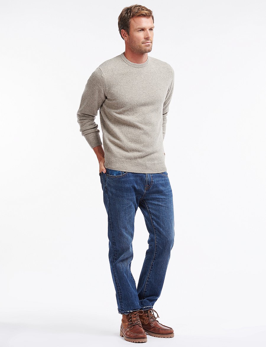 Barbour - Barbour Essential Patch Crew Neck Sweater - rundhals - dk stone / lt s - 4