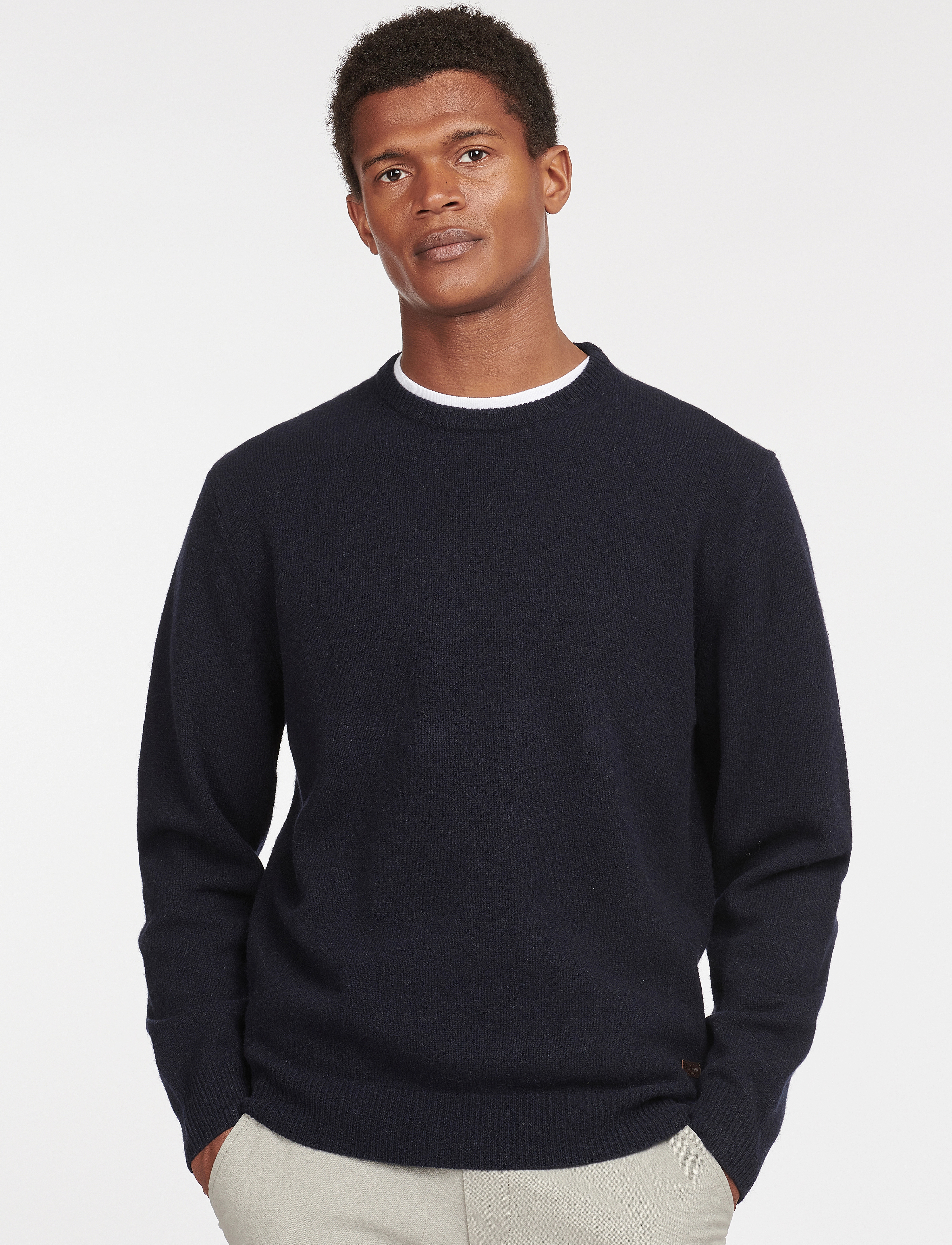 Barbour Barbour Essential Patch Crew Neck Sweater, L, Black, Strik > Runde Halse, Herre