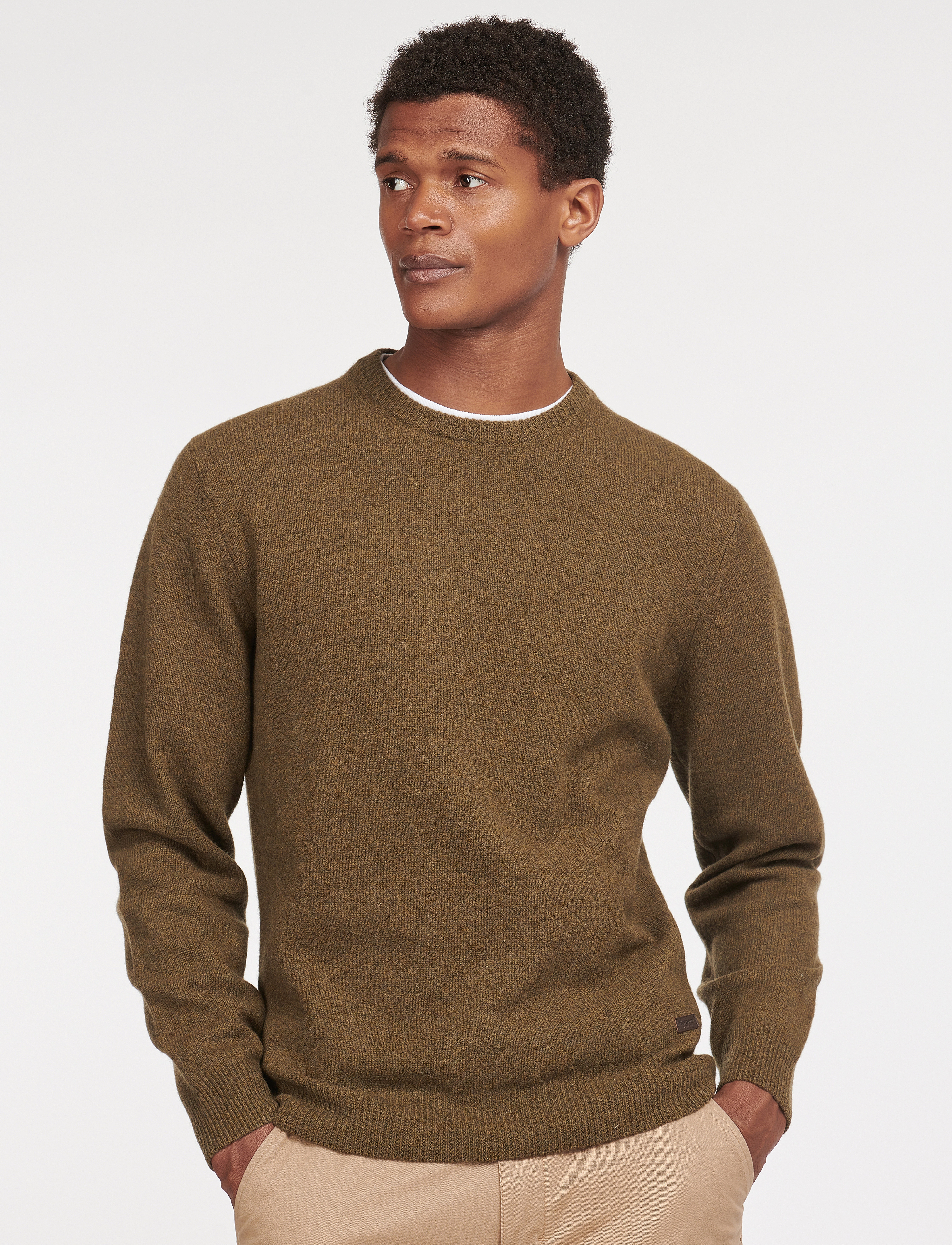 Barbour Barbour Essential Patch Crew Neck Sweater, M, Green, Strik > Runde Halse, Herre