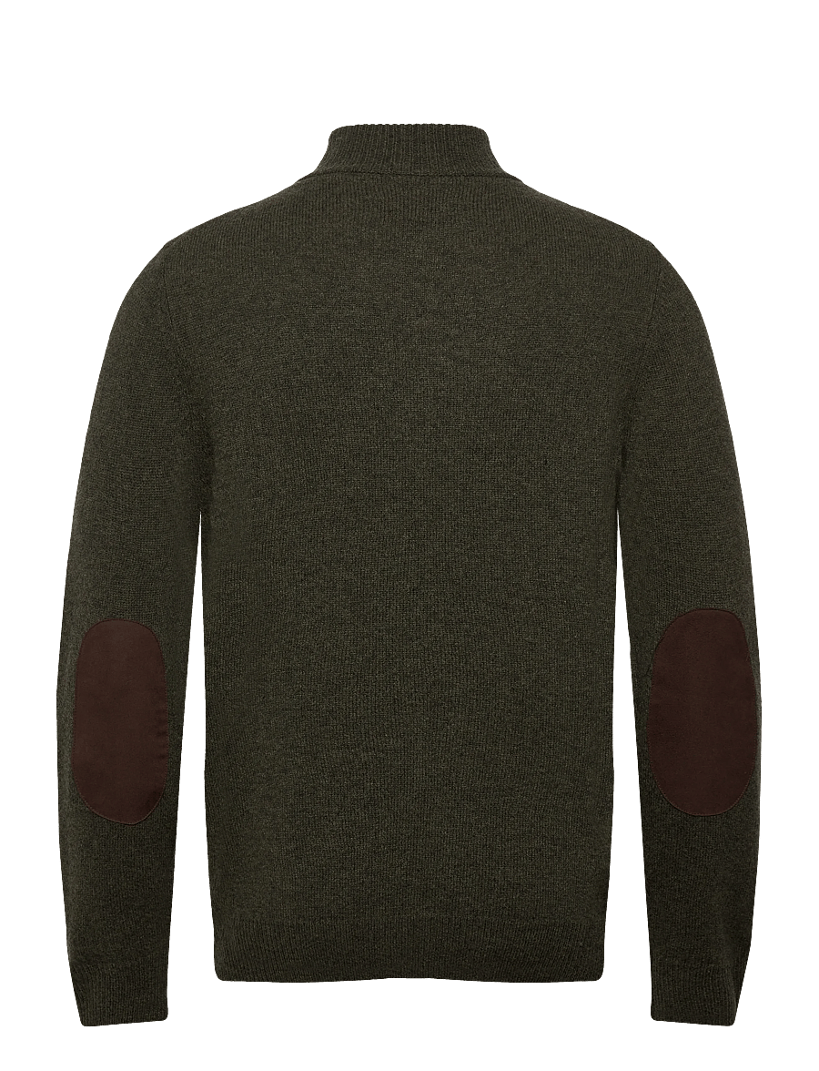 Barbour - Barbour Essential Patch Zip Through Knitted Jumper - rollkragenpullover - green - 1