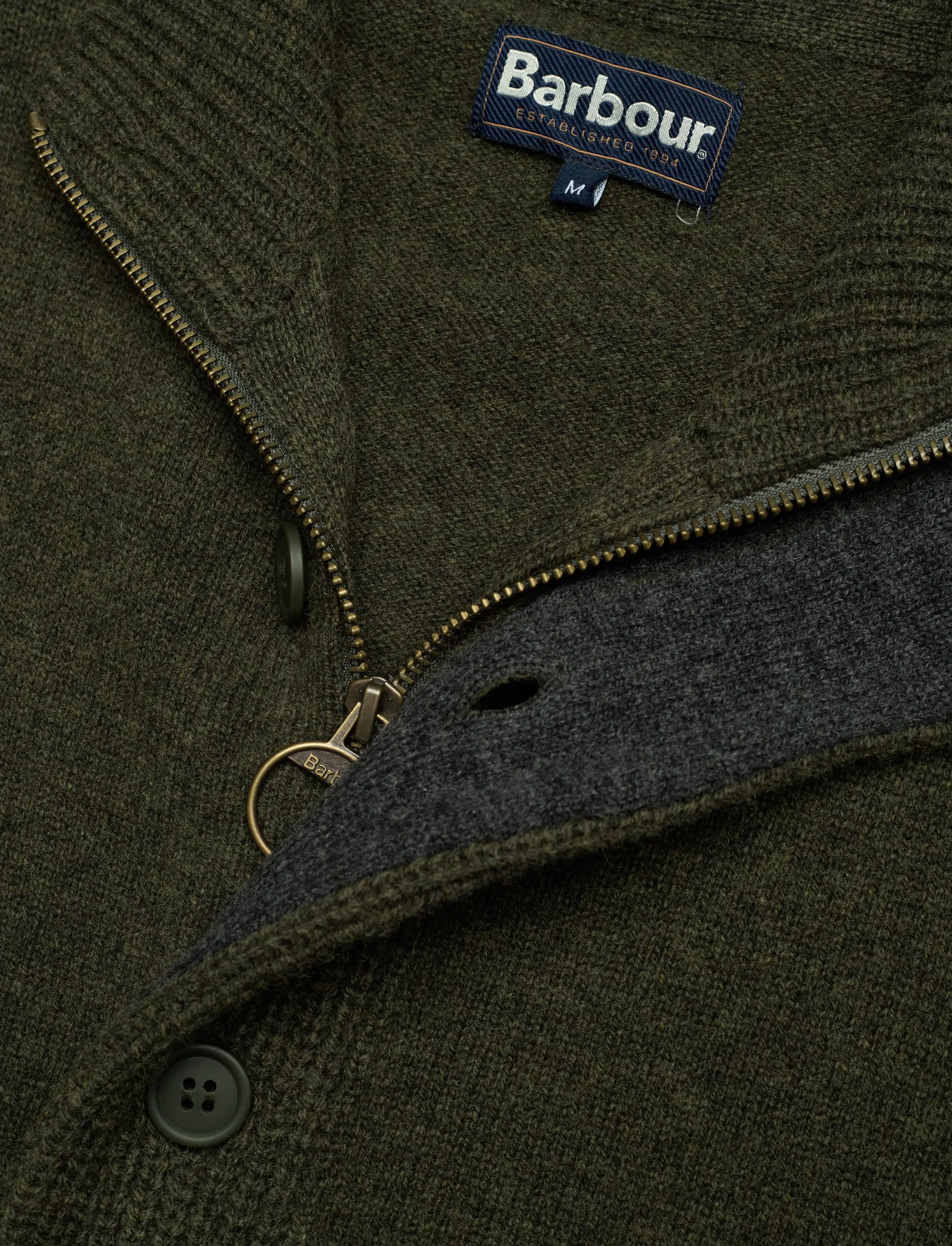 Barbour - Barbour Essential Patch Zip Through Knitted Jumper - rollkragenpullover - green - 2