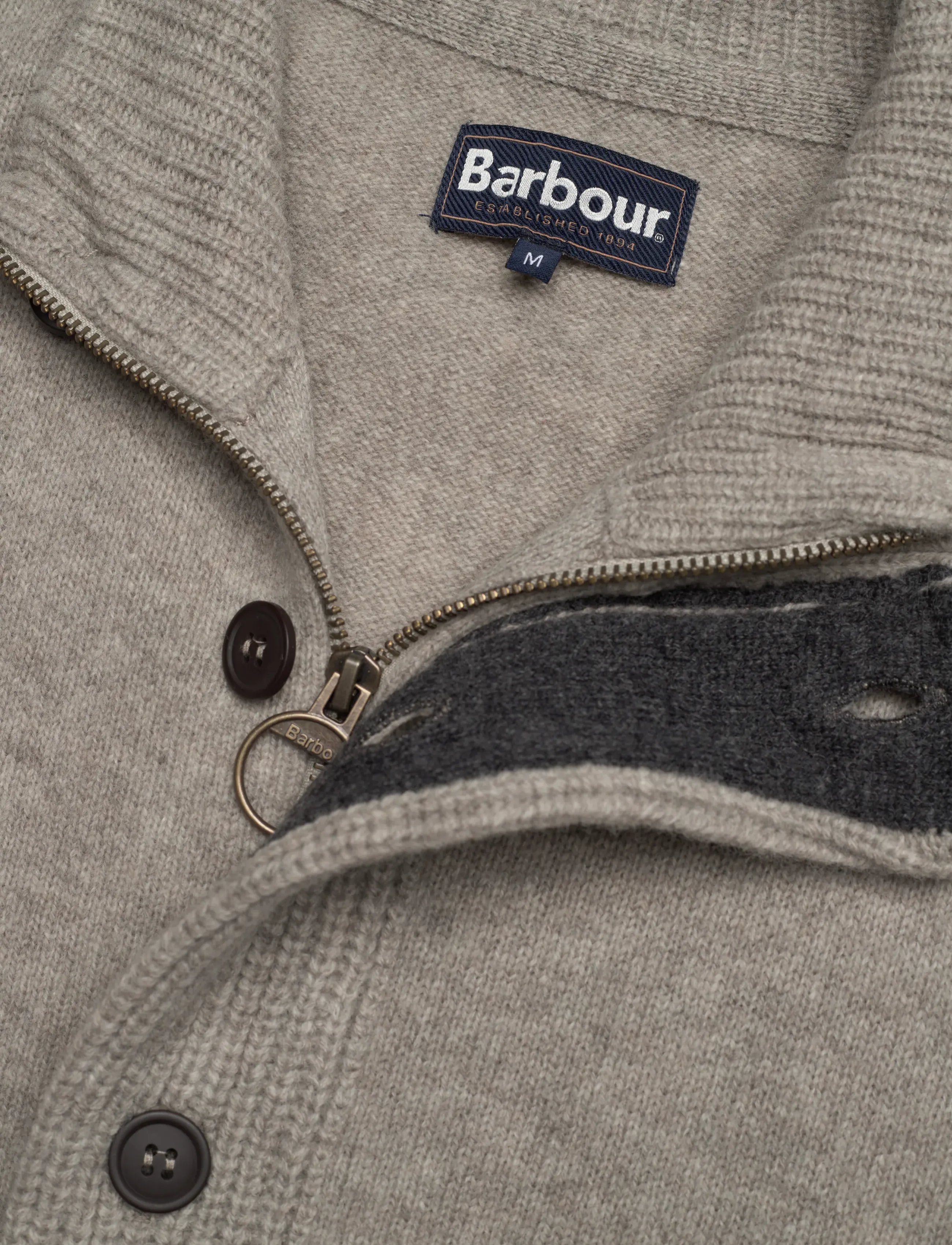 Barbour - Barbour Essential Patch Zip Through Knitted Jumper - fullzip strik - stone - 2
