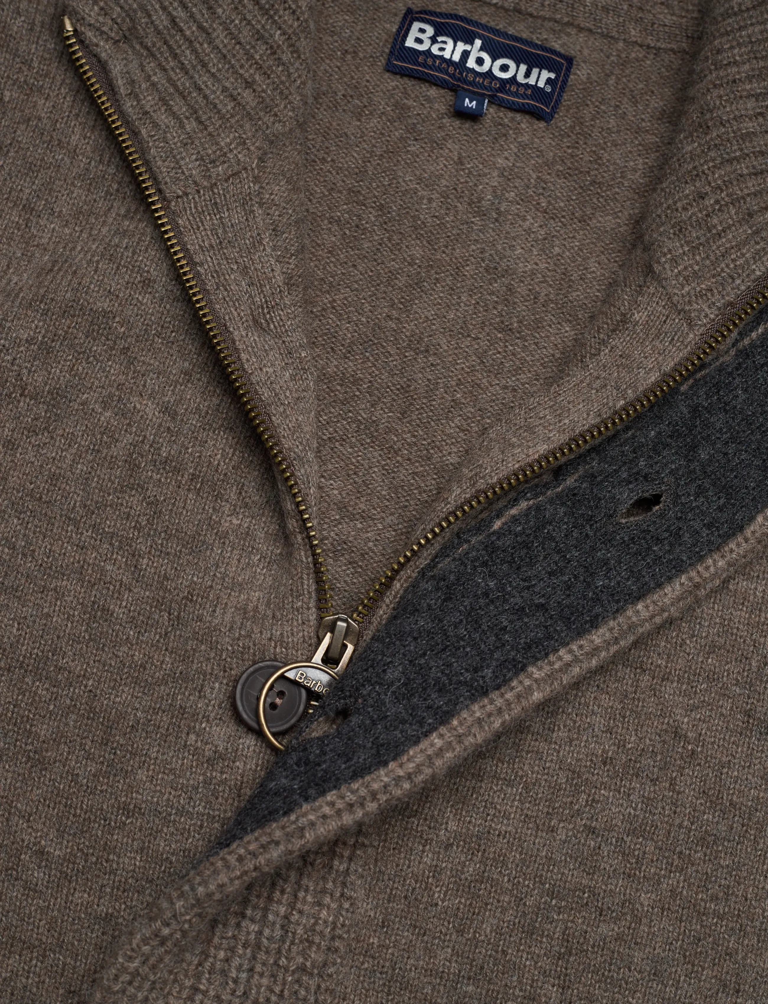Barbour - Barbour Essent Patch Zip Through Knitted Jumper - stone - 2