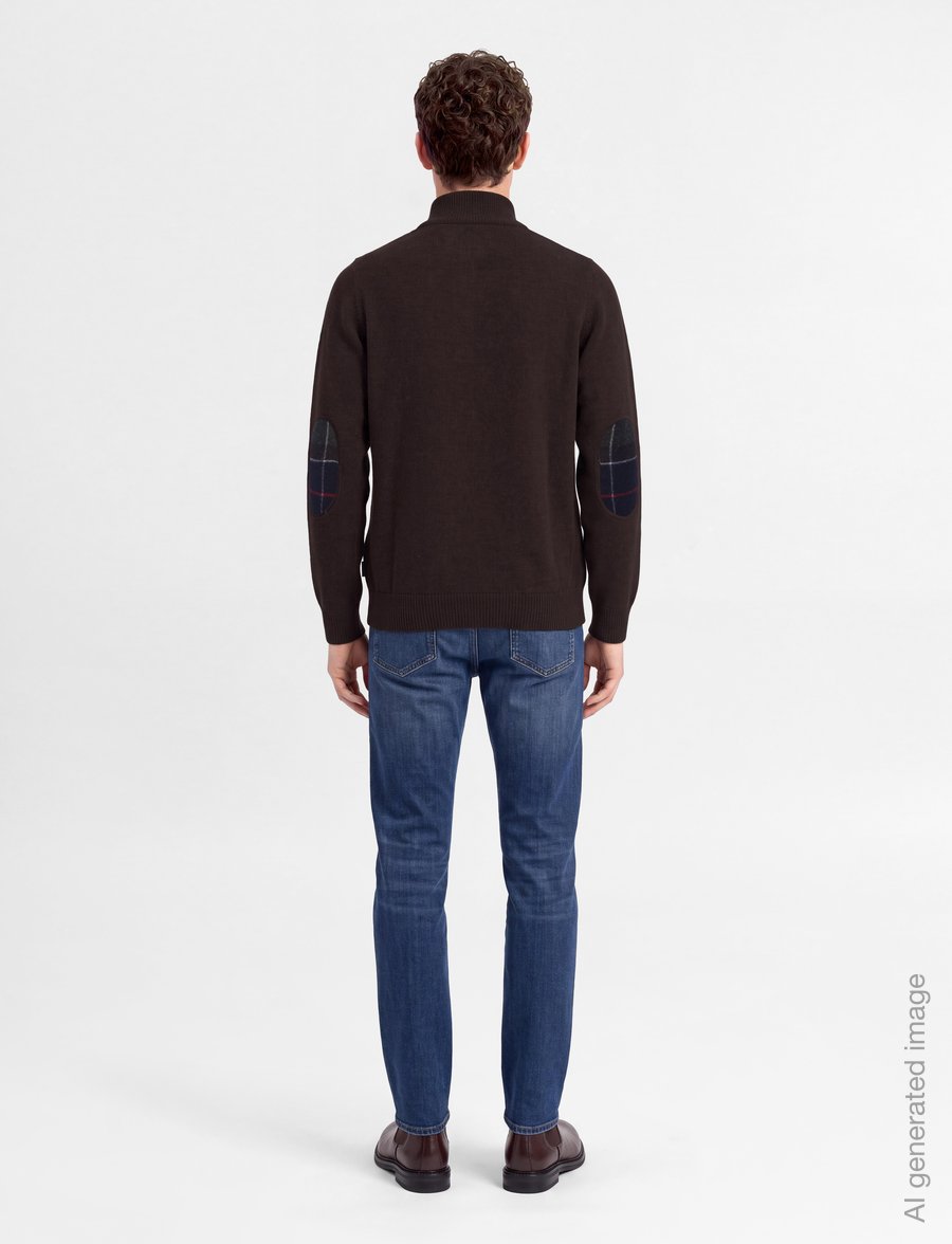 Barbour - Barbour Holden Half Zip Knitted Jumper - half zip-tröjor - dark oak - 4