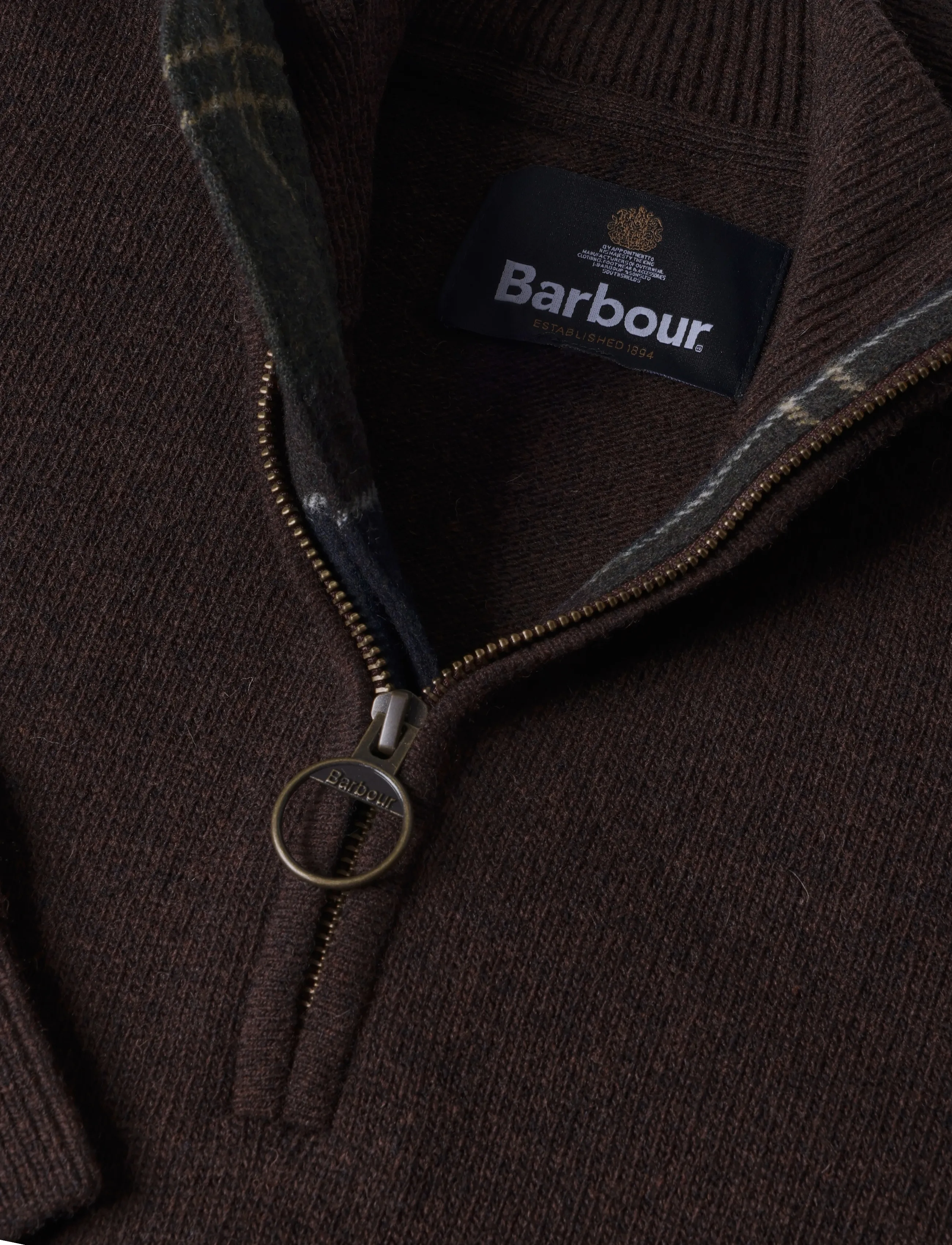 Barbour - Barbour Holden Half Zip Knitted Jumper - half zip jumpers - dark oak - 2