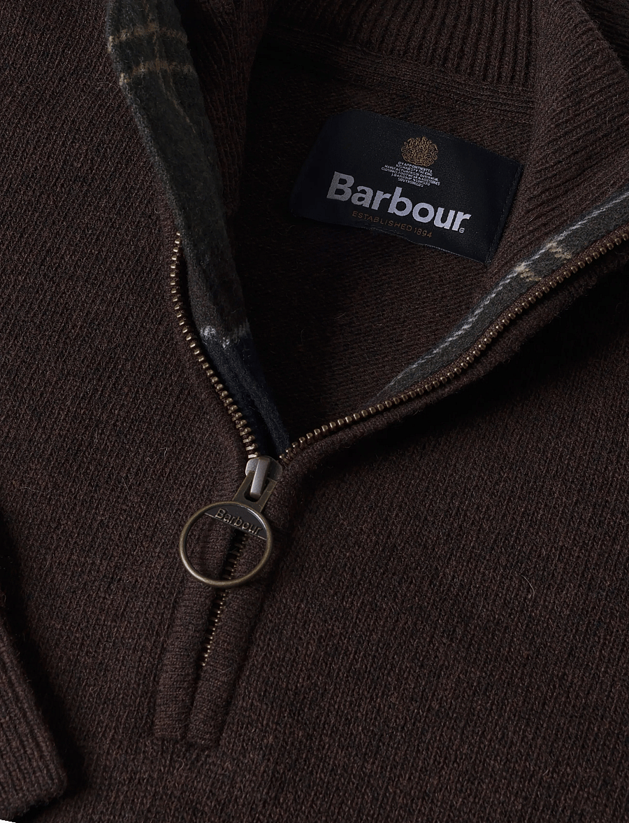 Barbour - Barbour Holden Half Zip Knitted Jumper - half zip jumpers - dark oak - 2
