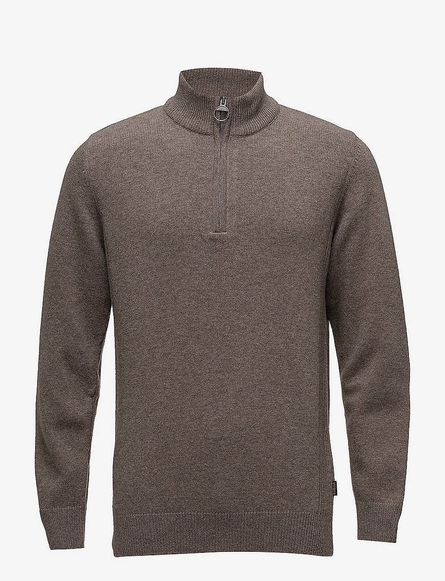 Barbour - Barbour Holden Half Zip Knitted Jumper - pullover mit halbem reißverschluss - olive - 0