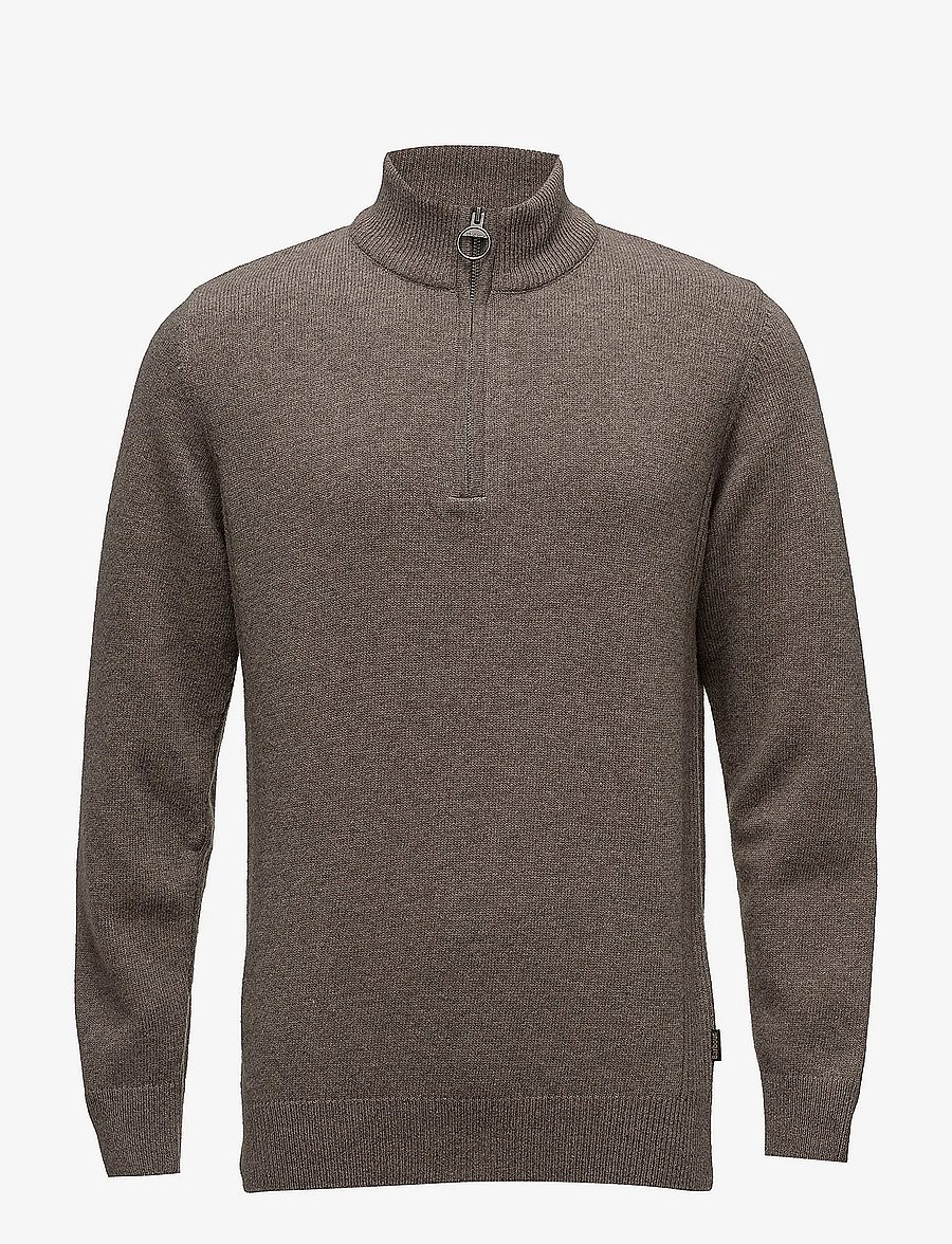 Barbour - Barbour Holden Half Zip Knitted Jumper - poolpika lukuga džemprid - olive - 0