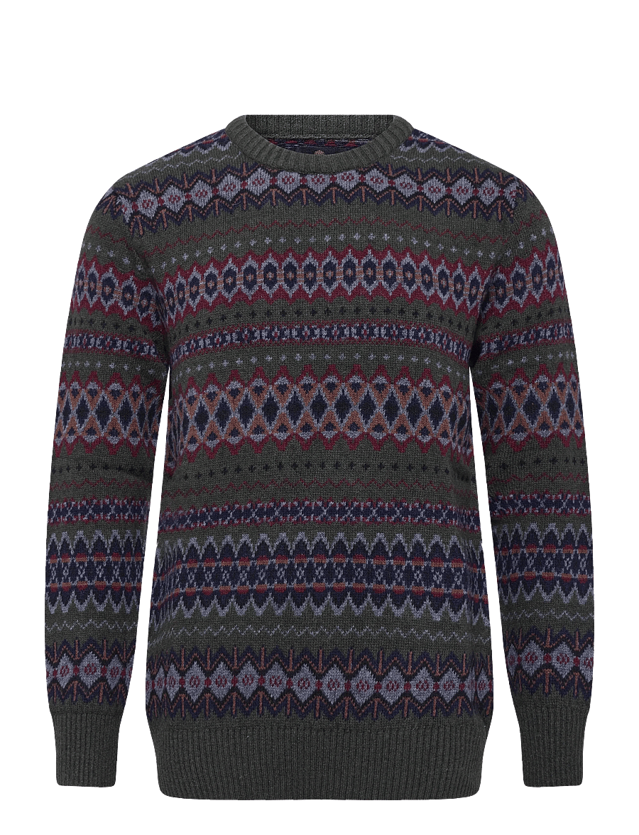 Barbour - Barbour Case Fairisle Crew Neck Sweater - Ümara kaelusega - shadow - 0