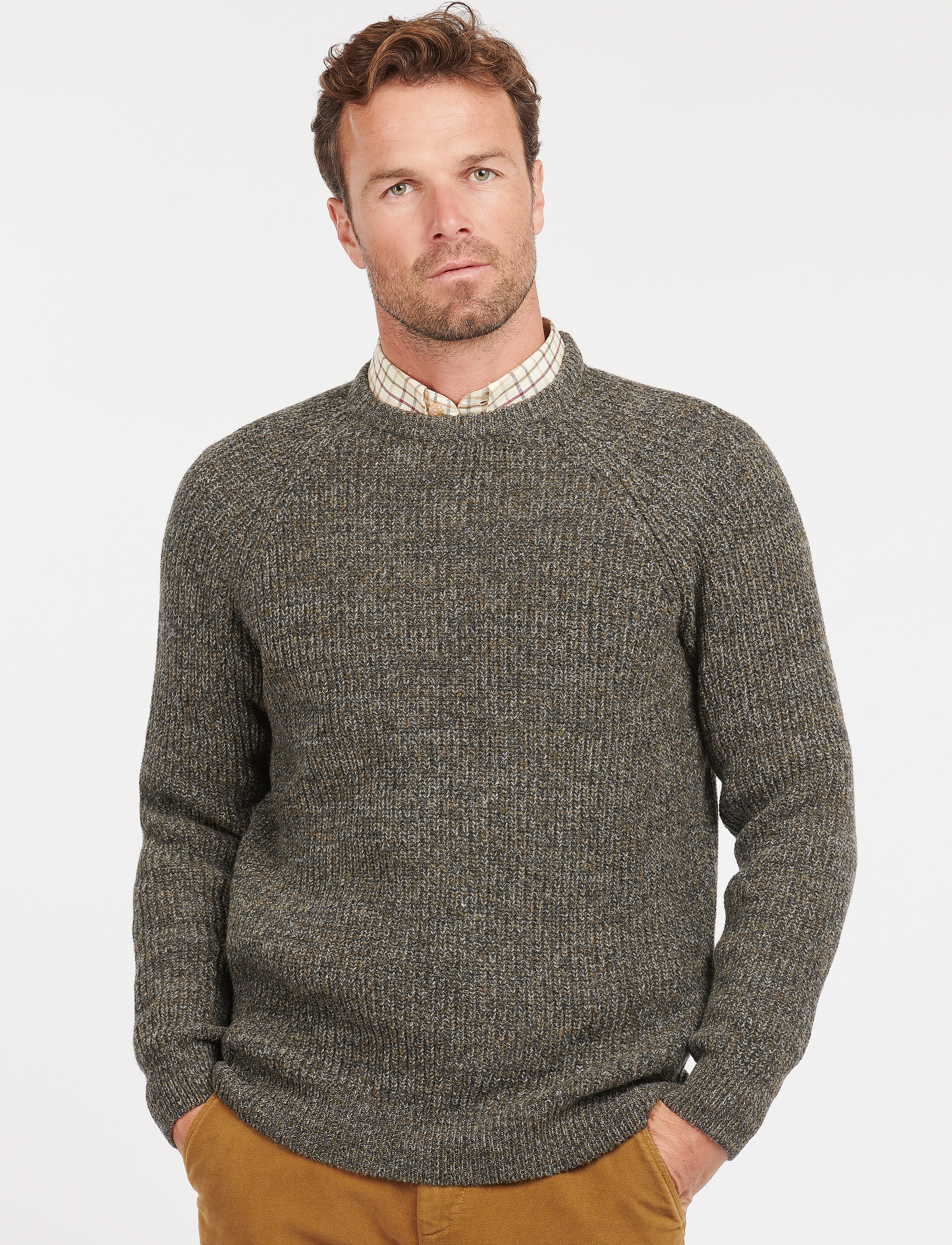 Barbour Barbour Horseford Crew Neck Jumper, XXL, Khaki green, Strik > Runde Halse, Herre