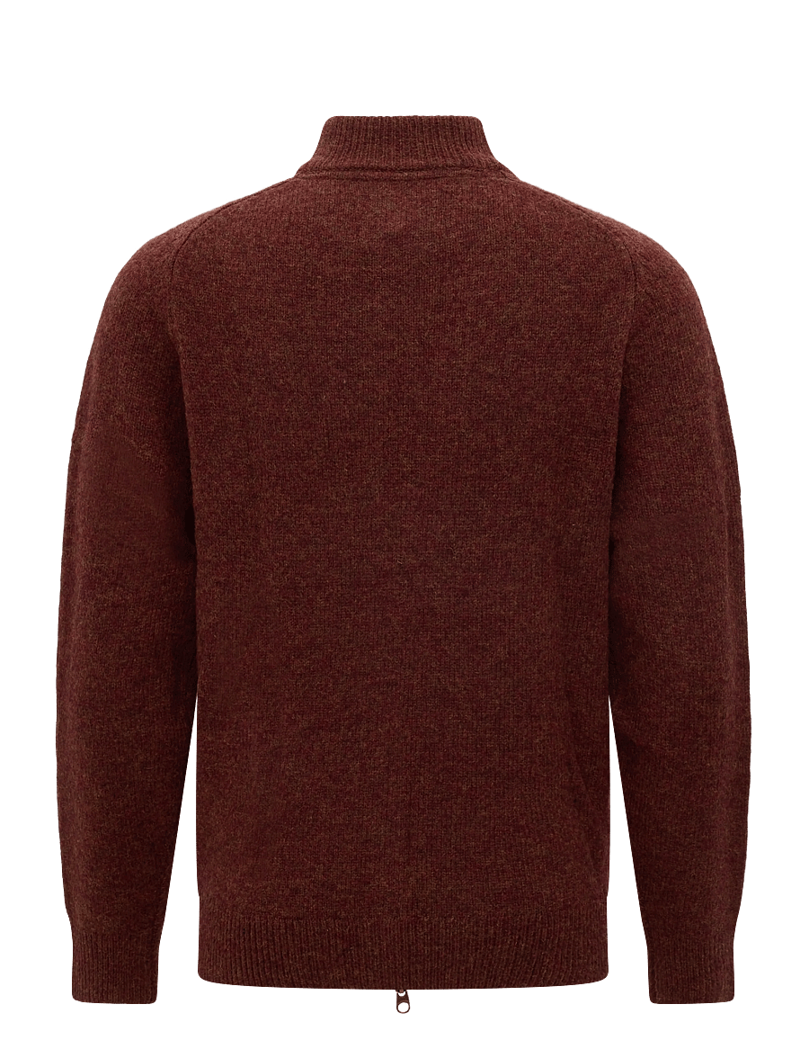 Barbour - Barbour Talder Zip Through Knitted Jumper - pullover mit durchgehendem reißverschluss - russet - 1