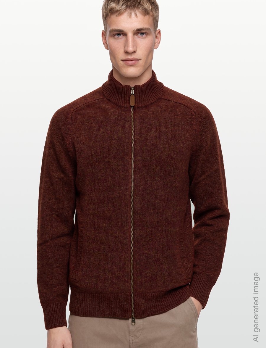 Barbour - Barbour Talder Zip Through Knitted Jumper - fullzip strik - russet - 3