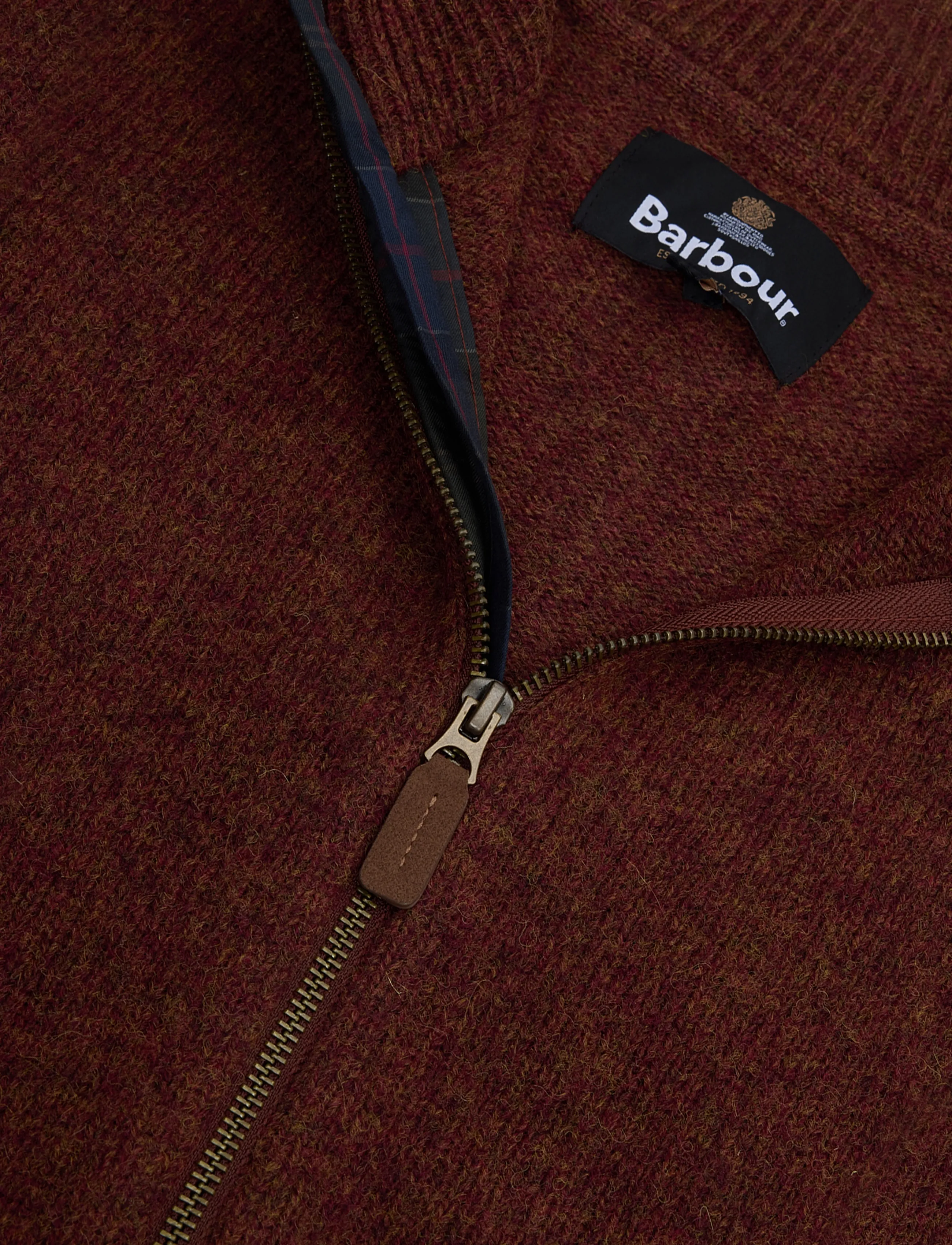Barbour - Barbour Talder Zip Through Knitted Jumper - pullover mit durchgehendem reißverschluss - russet - 2