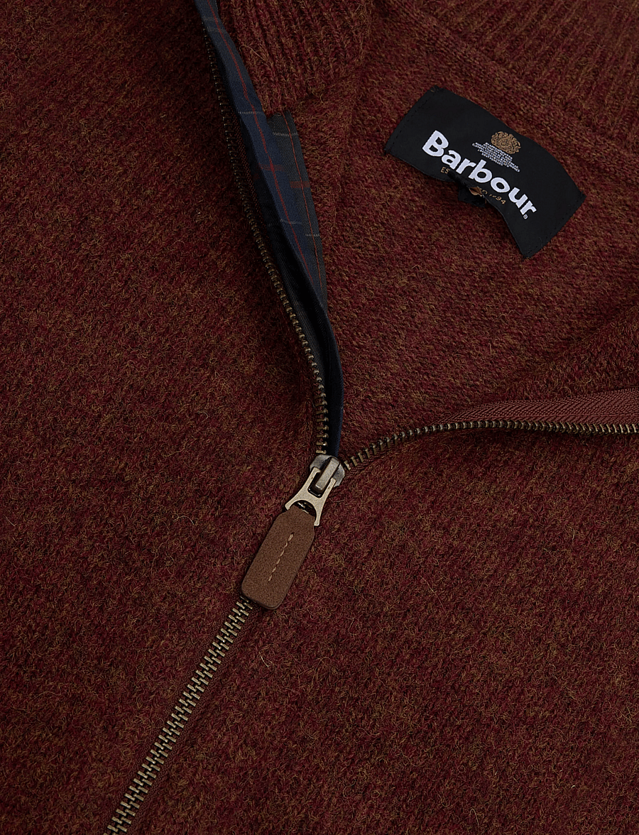 Barbour - Barbour Talder Zip Through Knitted Jumper - pullover mit durchgehendem reißverschluss - russet - 2