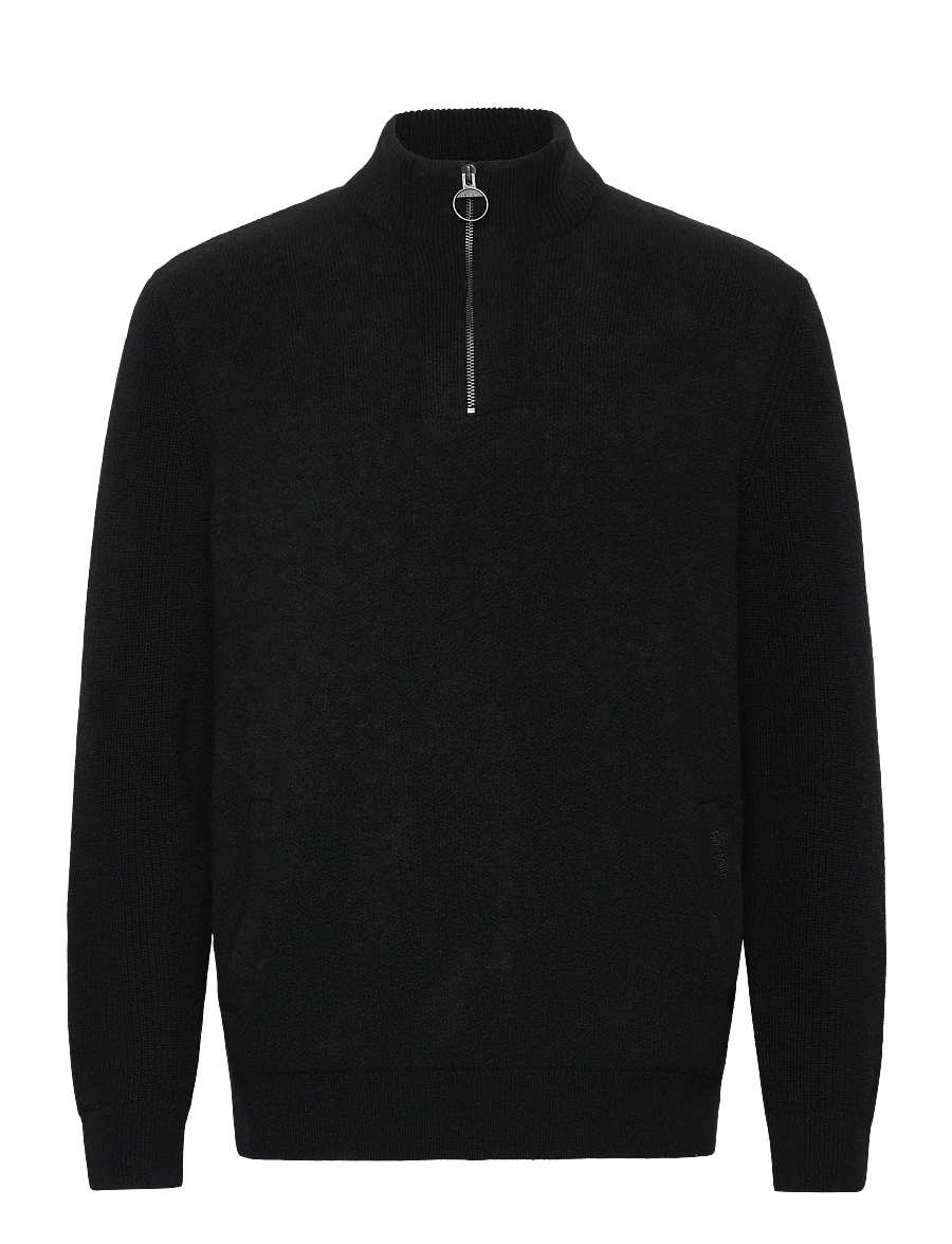 Barbour - Barbour Milburn Half Zip Knitted Jumper - pullover mit halbem reißverschluss - black - 0