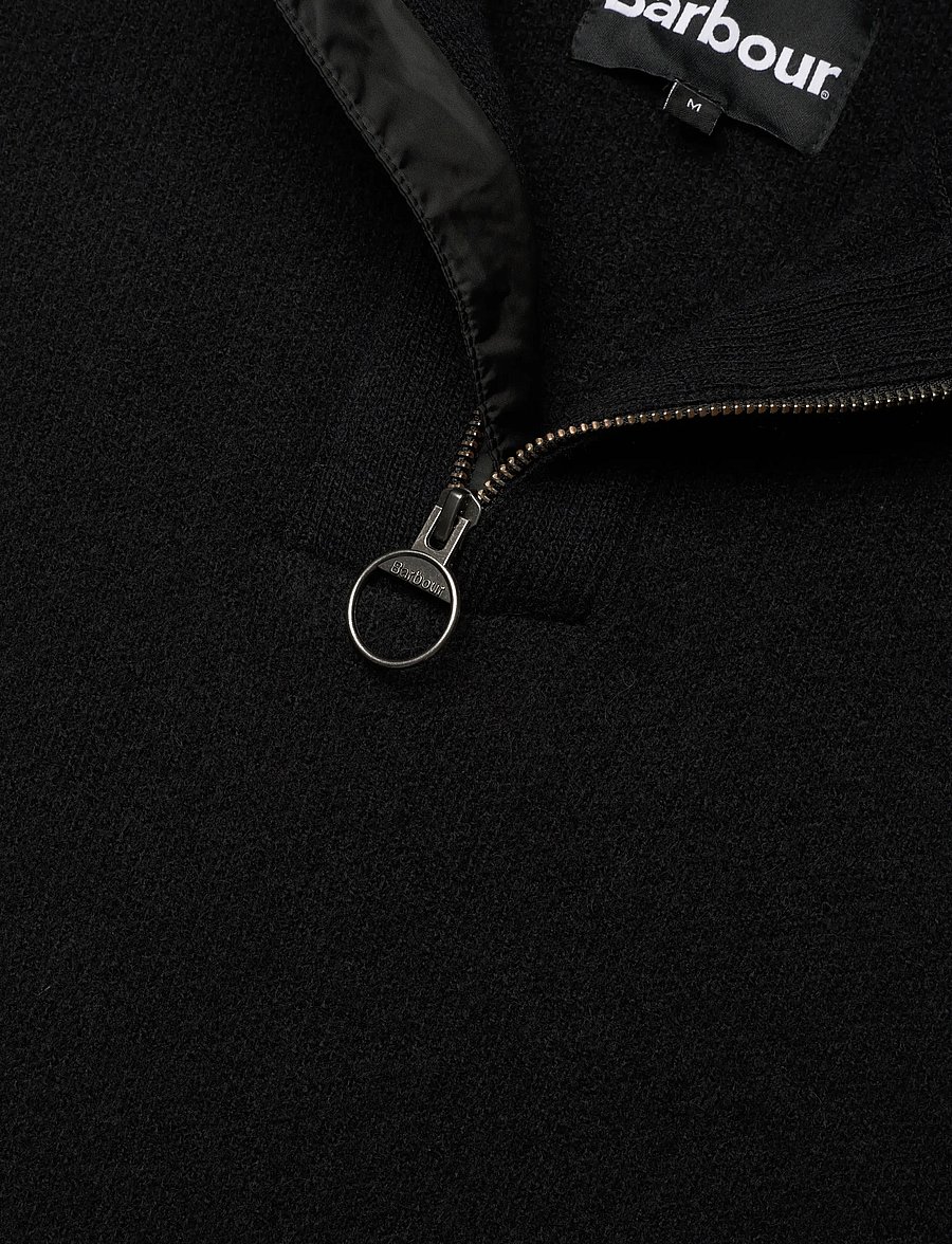Barbour - Barbour Milburn Half Zip Knitted Jumper - pullover mit halbem reißverschluss - black - 2