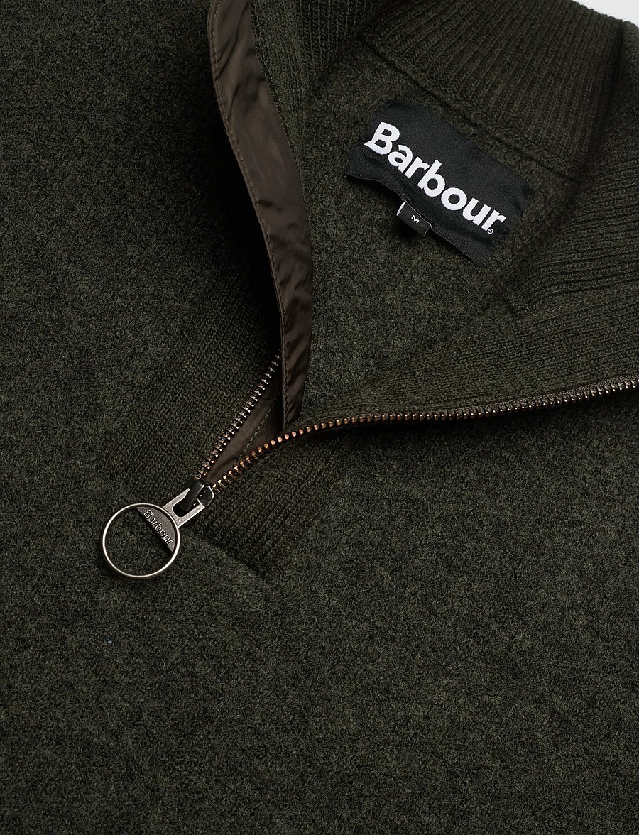 Barbour - Barbour Milburn Half Zip Knitted Jumper - pullover mit halbem reißverschluss - olive - 2