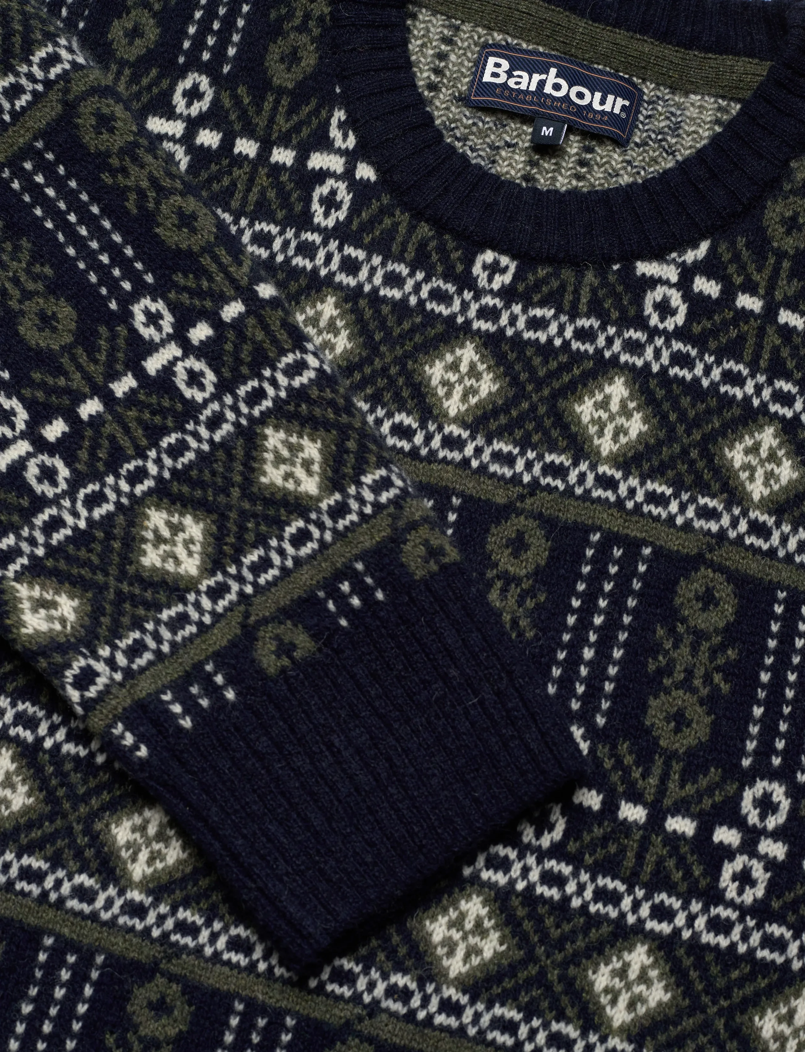 Barbour - Barbour Grangetown Fair Isle Crew Neck Sweater - round necks - blue - 2