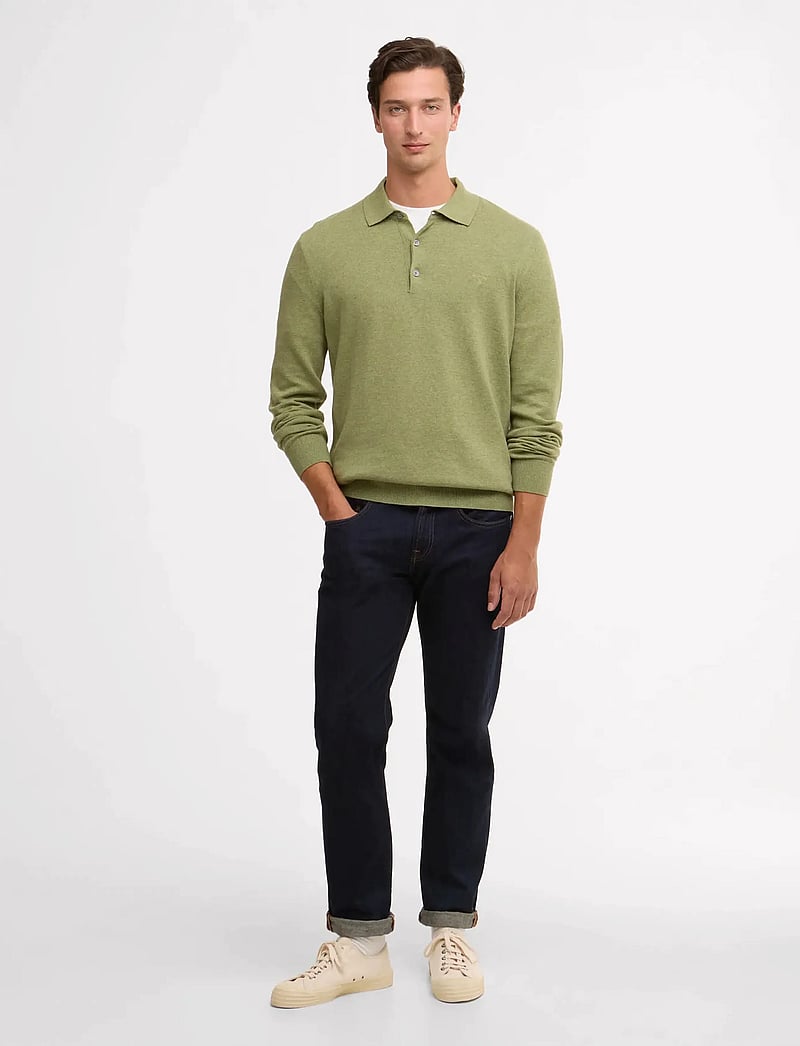 Barbour - Barbour Pima Knit Polo - pikkade varrukatega kootud polosärgid - laurel green - 2