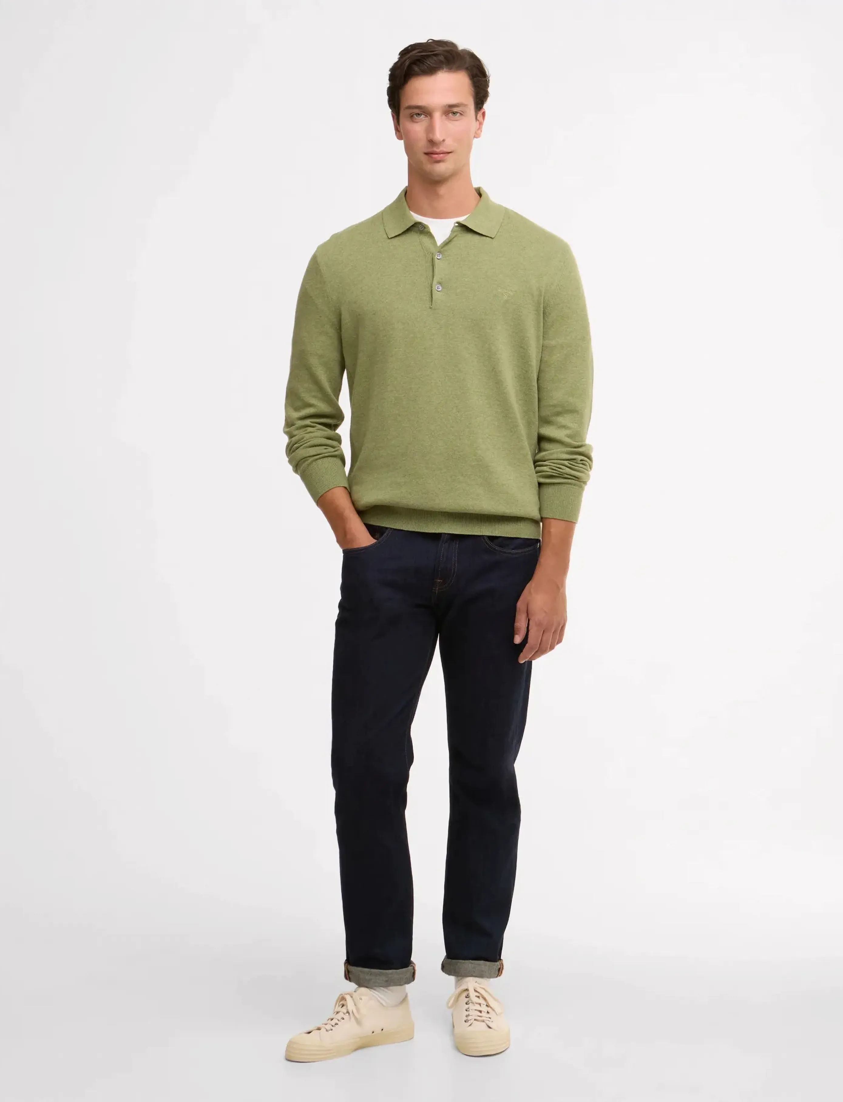 Barbour - Barbour Pima Knit Polo - långärmade stickade pikétröjor - laurel green - 2