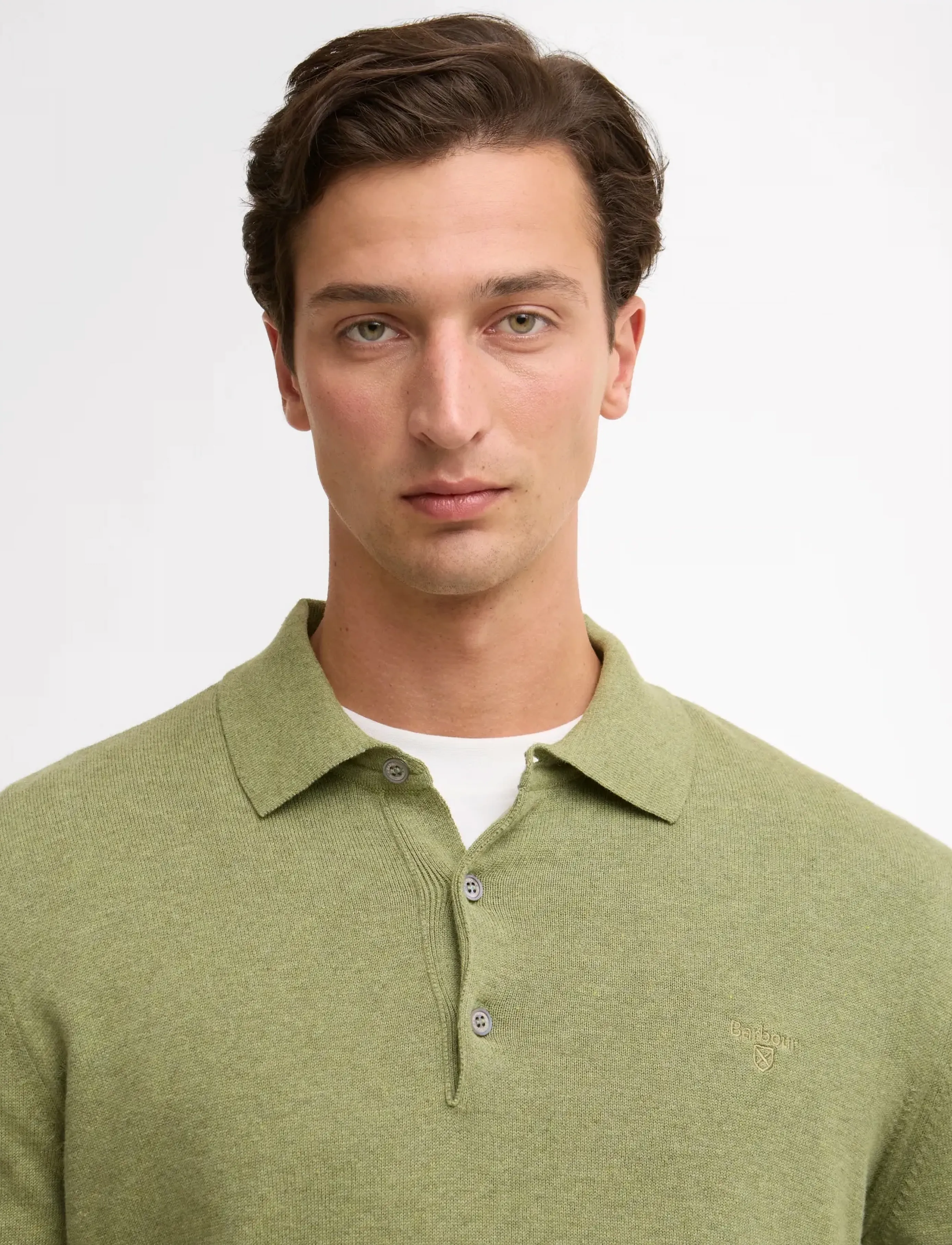 Barbour - Barbour Pima Knit Polo - långärmade stickade pikétröjor - laurel green - 3