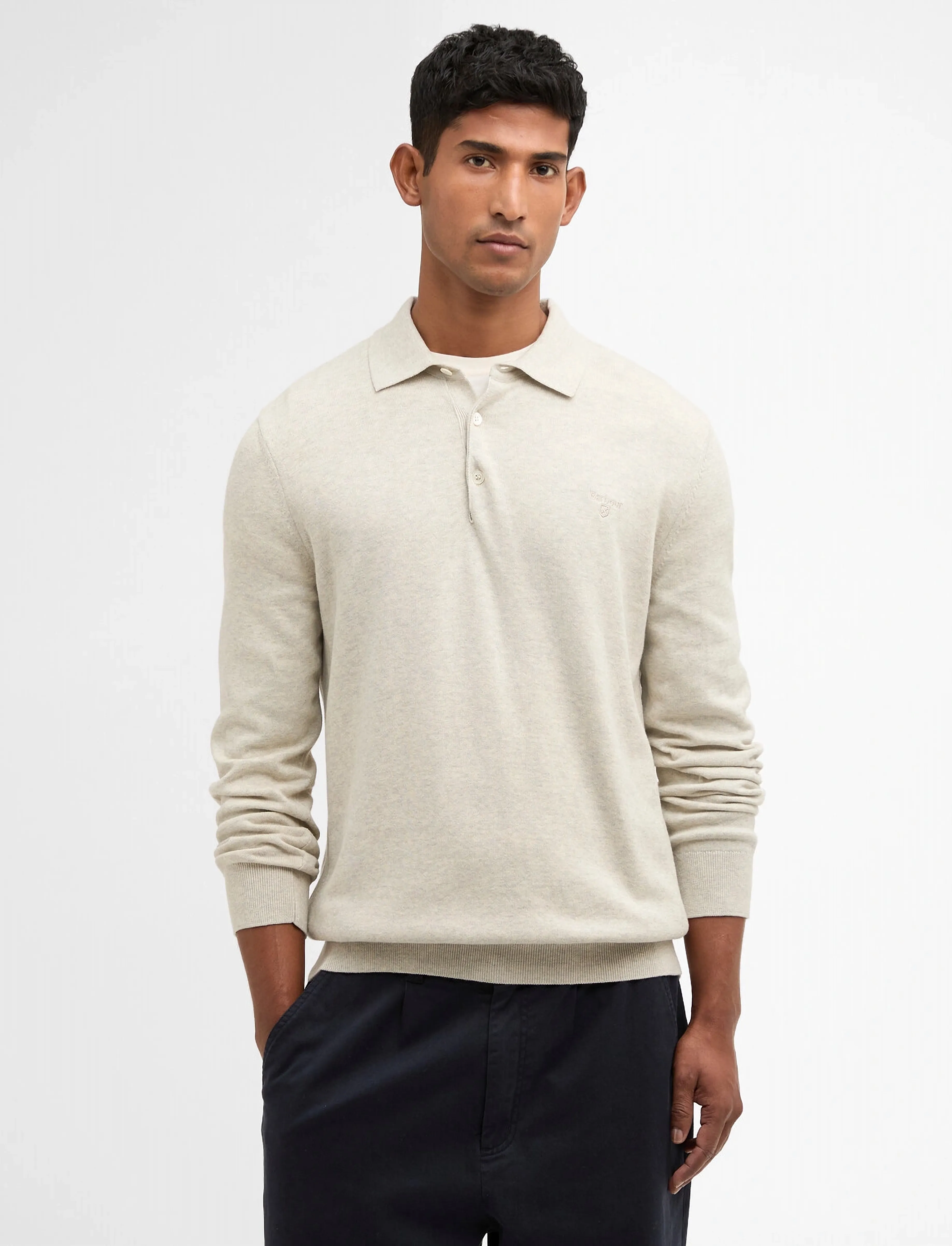 Barbour Barbour Pima Knit Polo, XXL, Cream, Poloer > Langærmede, Herre