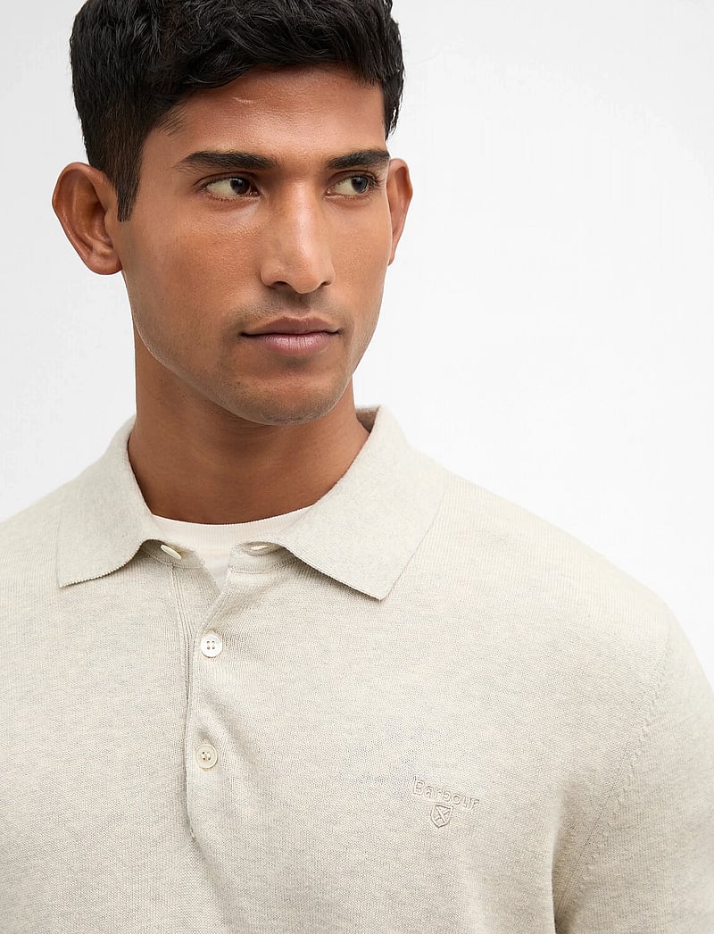 Barbour - Barbour Pima Knit Polo - långärmade stickade pikétröjor - neutral - 3