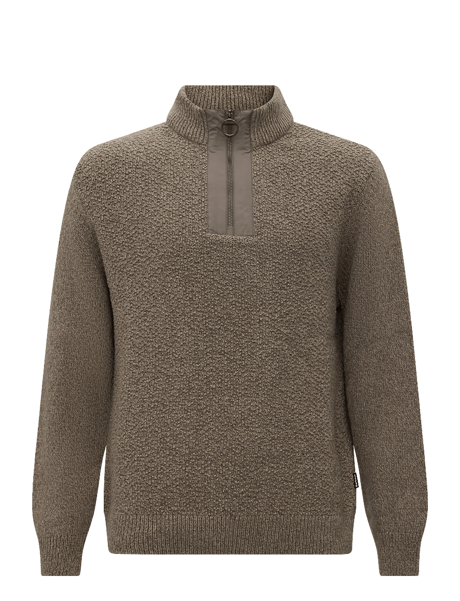 Barbour - Barbour Danforth Textured Half Zip - poolpika lukuga džemprid - mushroom - 0