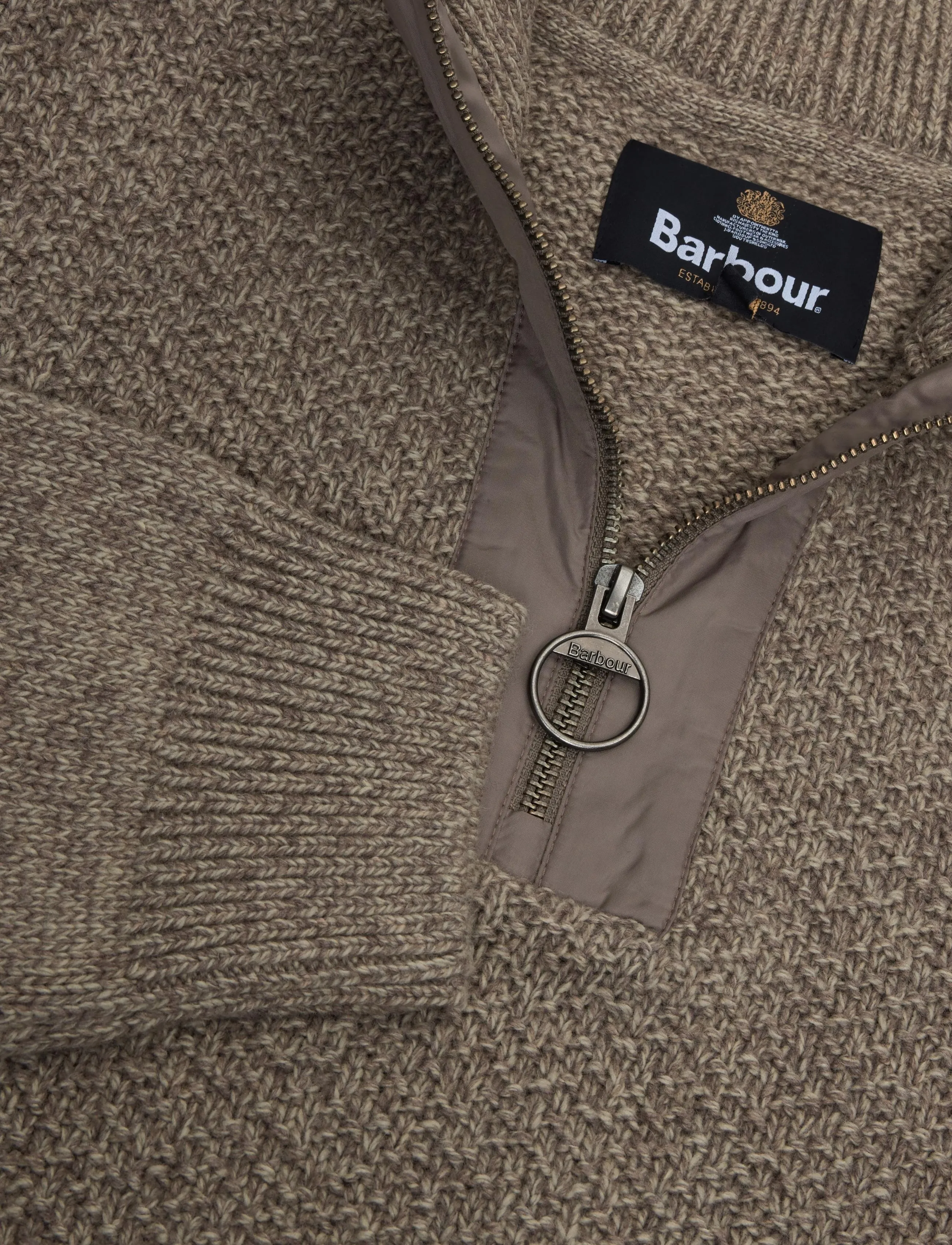 Barbour - Barbour Danforth Textured Half Zip - poolpika lukuga džemprid - mushroom - 2